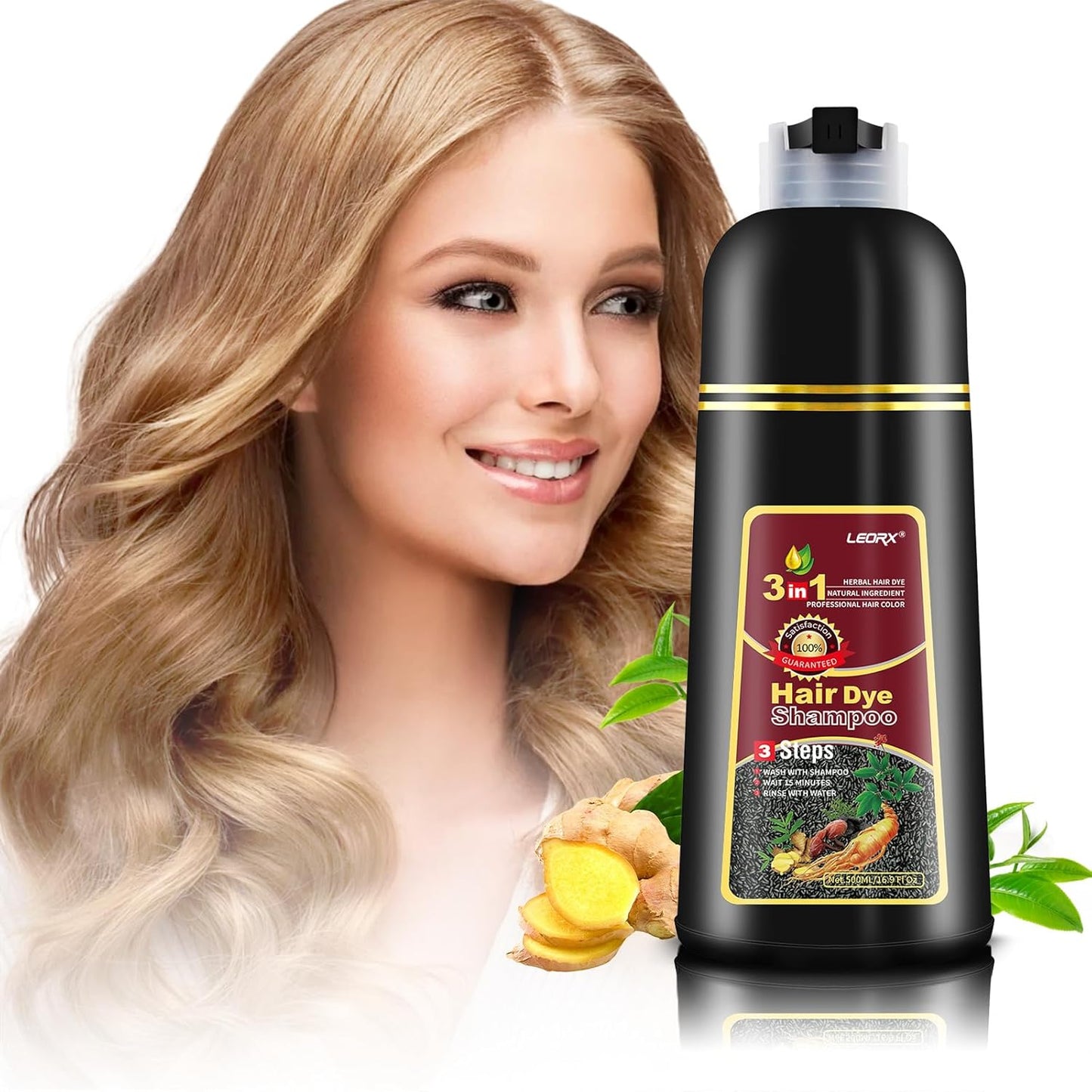 leorx Hair Dye shampoo, 3 In 1 BLONDE Color Shampoo Hair Dye For Refresh Hair Instant Herbal Coloring Shampoo For Women&Men - Tintes Para El Cabello Profesional