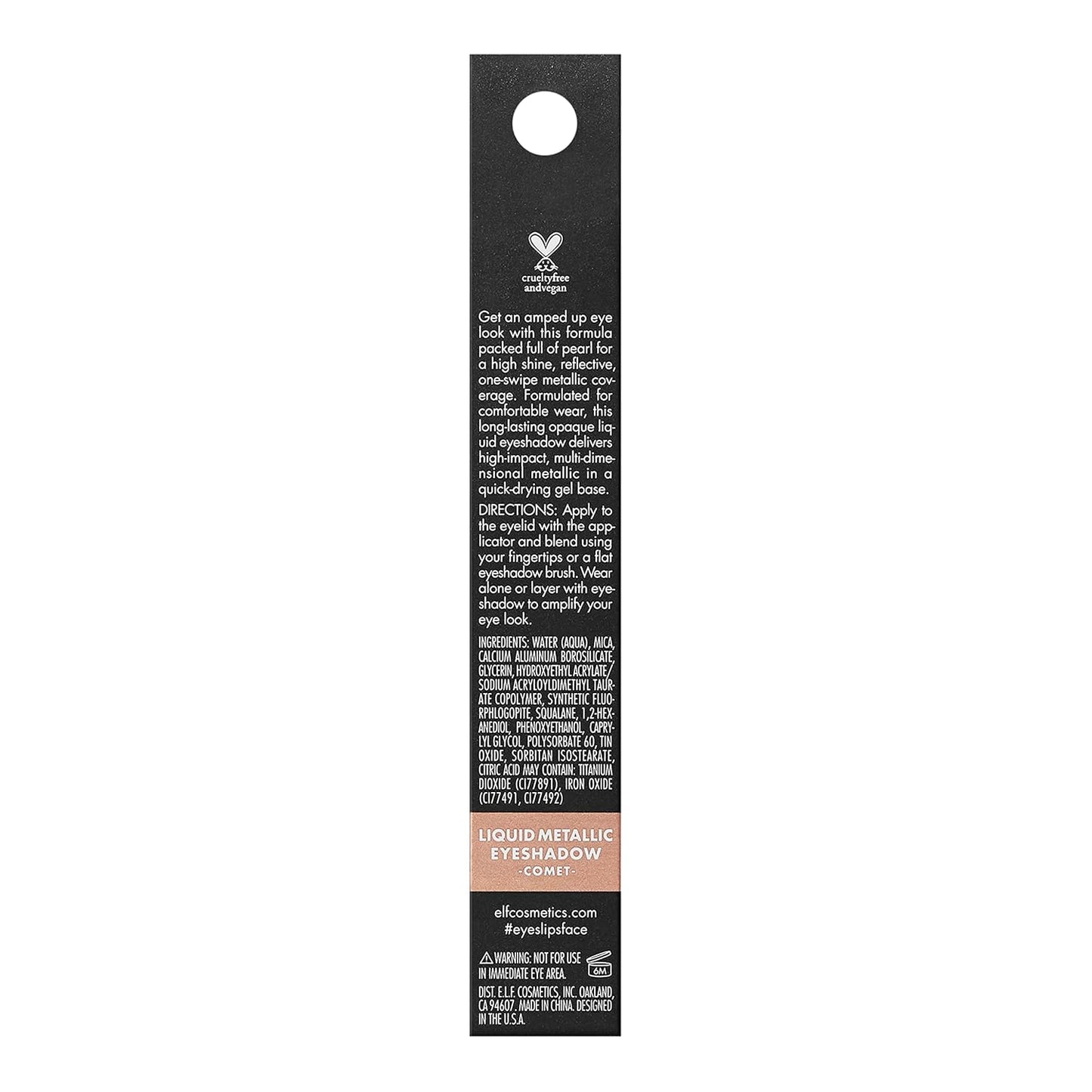 e.l.f. Liquid Metallic Eyeshadow, Quick-Drying, Long-Lasting, Gel-Based Formula For One-Swipe Pigmented Coverage, Vegan & Cruelty-Free, Comet