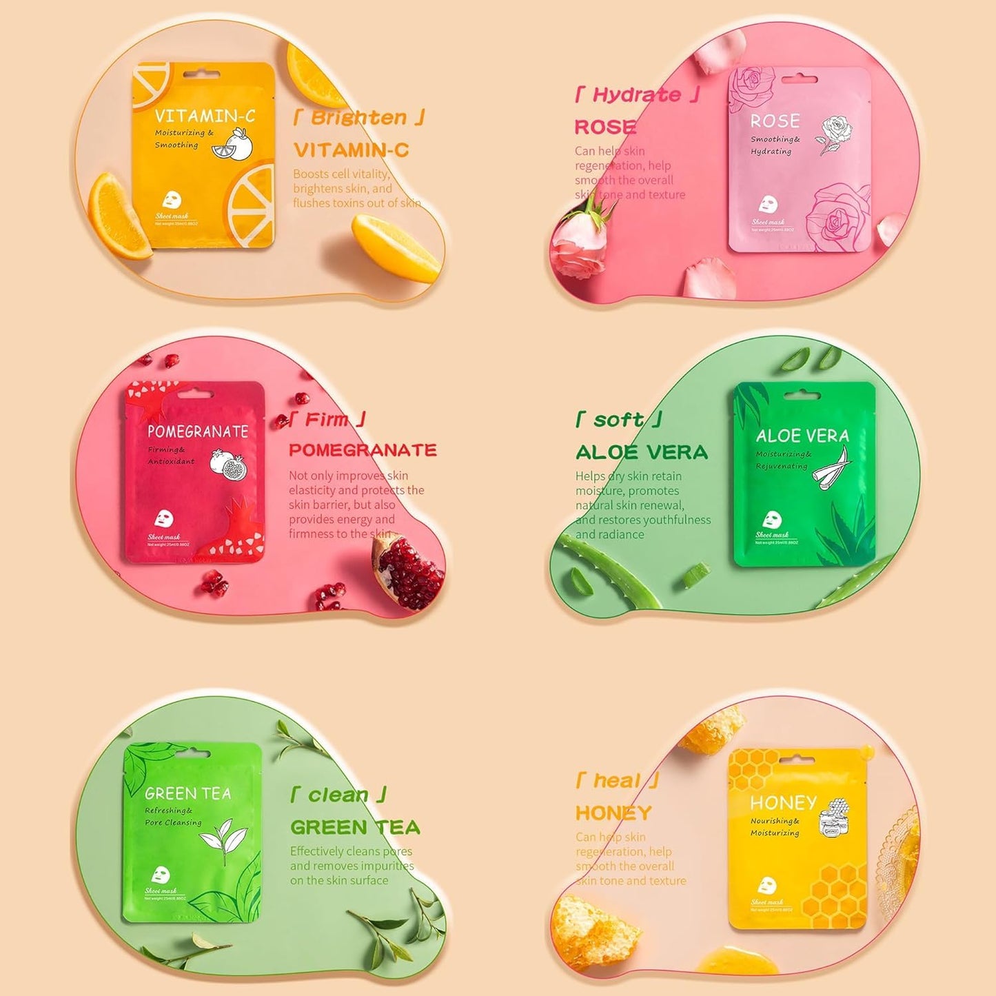 12 Pack Collagen Face Masks Skincare Bulk,Hydrating Spa Face Mask for Sensitive Skin,Sheet Mask for Skin Care, Facial Mask Sets Gifts for Women/Teen Girls/Kids