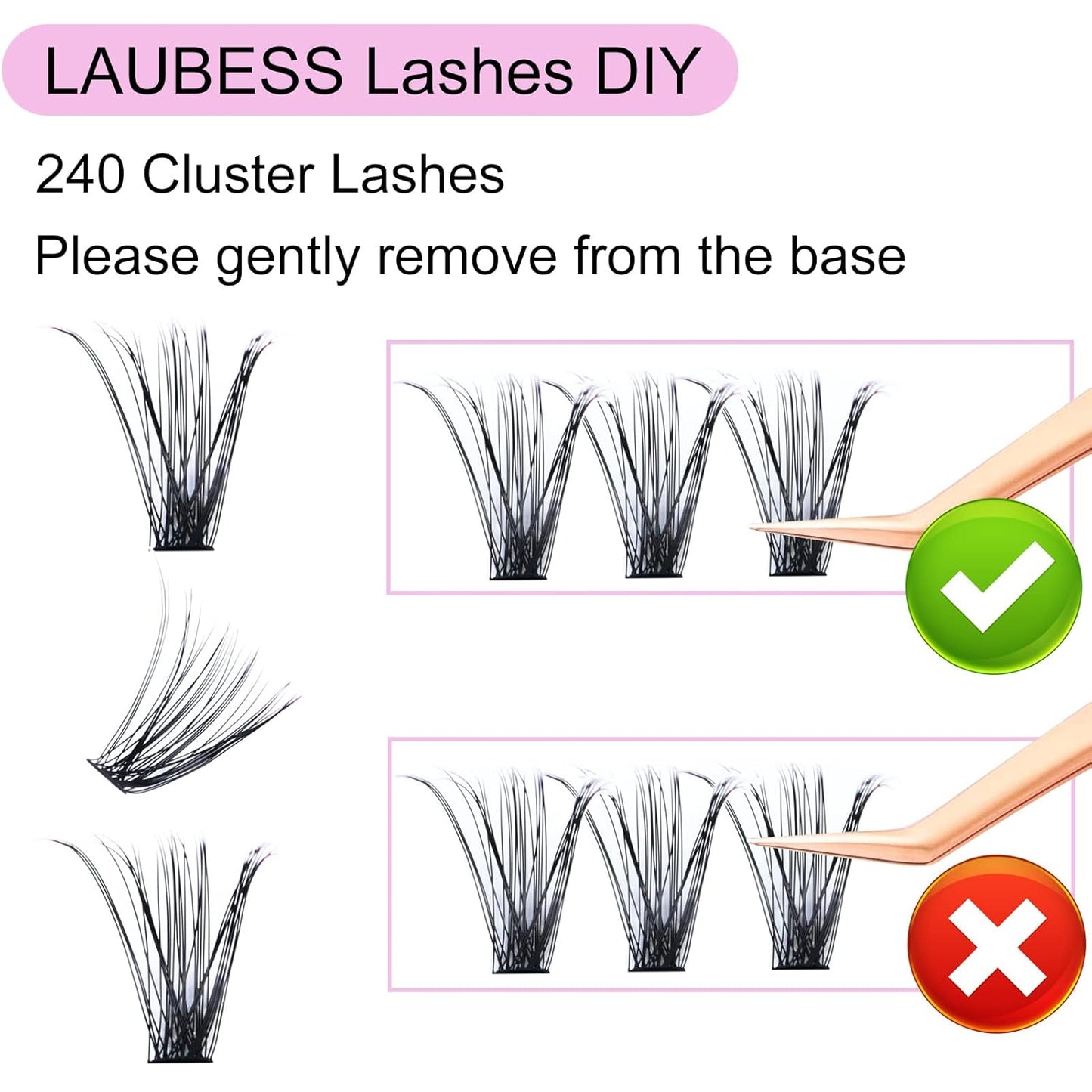 Eyelash Clusters LAUBESS Lash Clusters Individual Lashes DIY Cluster Eyelash Extensions DIY at Home Waterproof Cluster Lashes (40D-D-13)