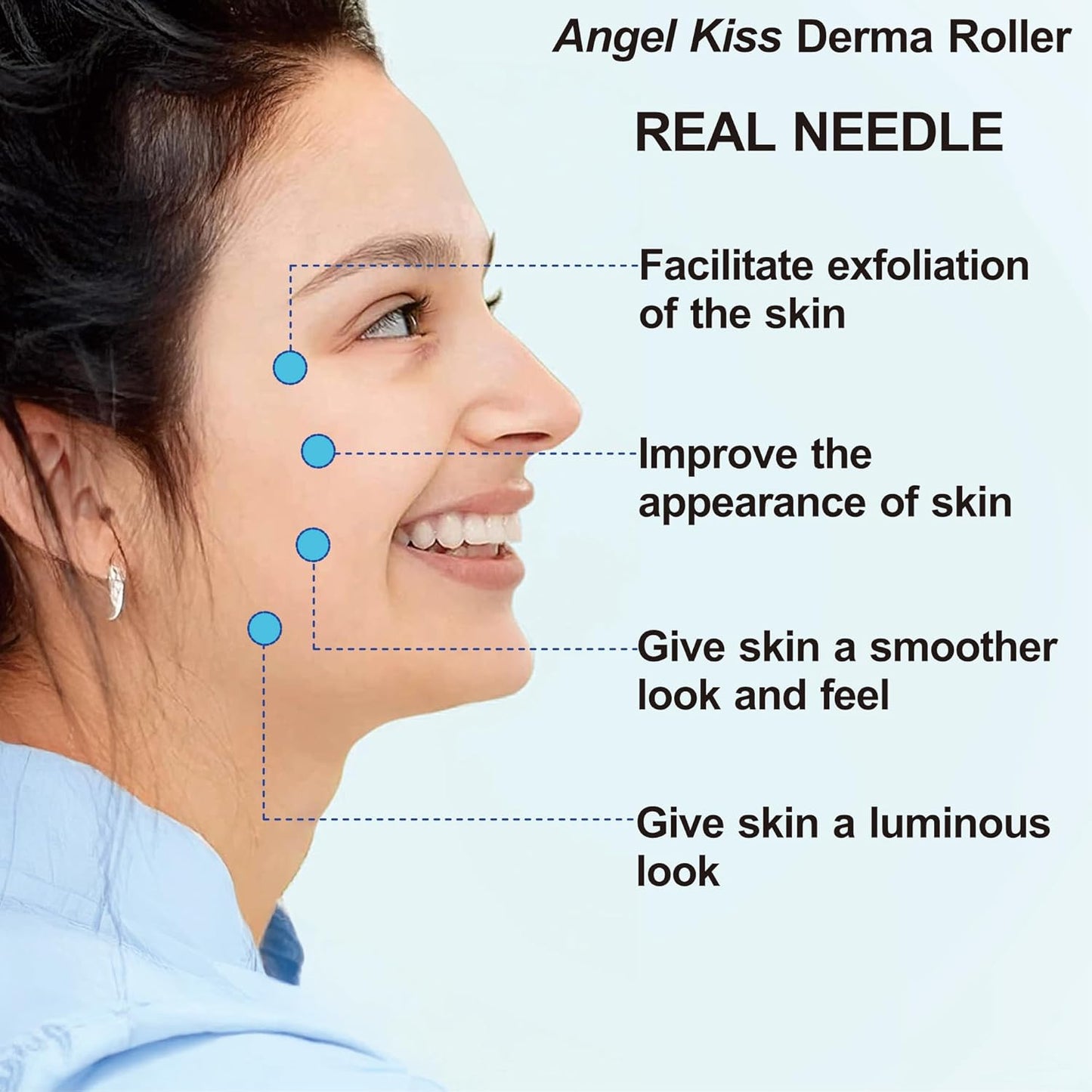Angel Kiss 192 Derma Roller REAL NEEDLES Microneedling Roller 0.25 mm Stainless Steel Needles - Microneedle Roller for Face - w/Storage Case