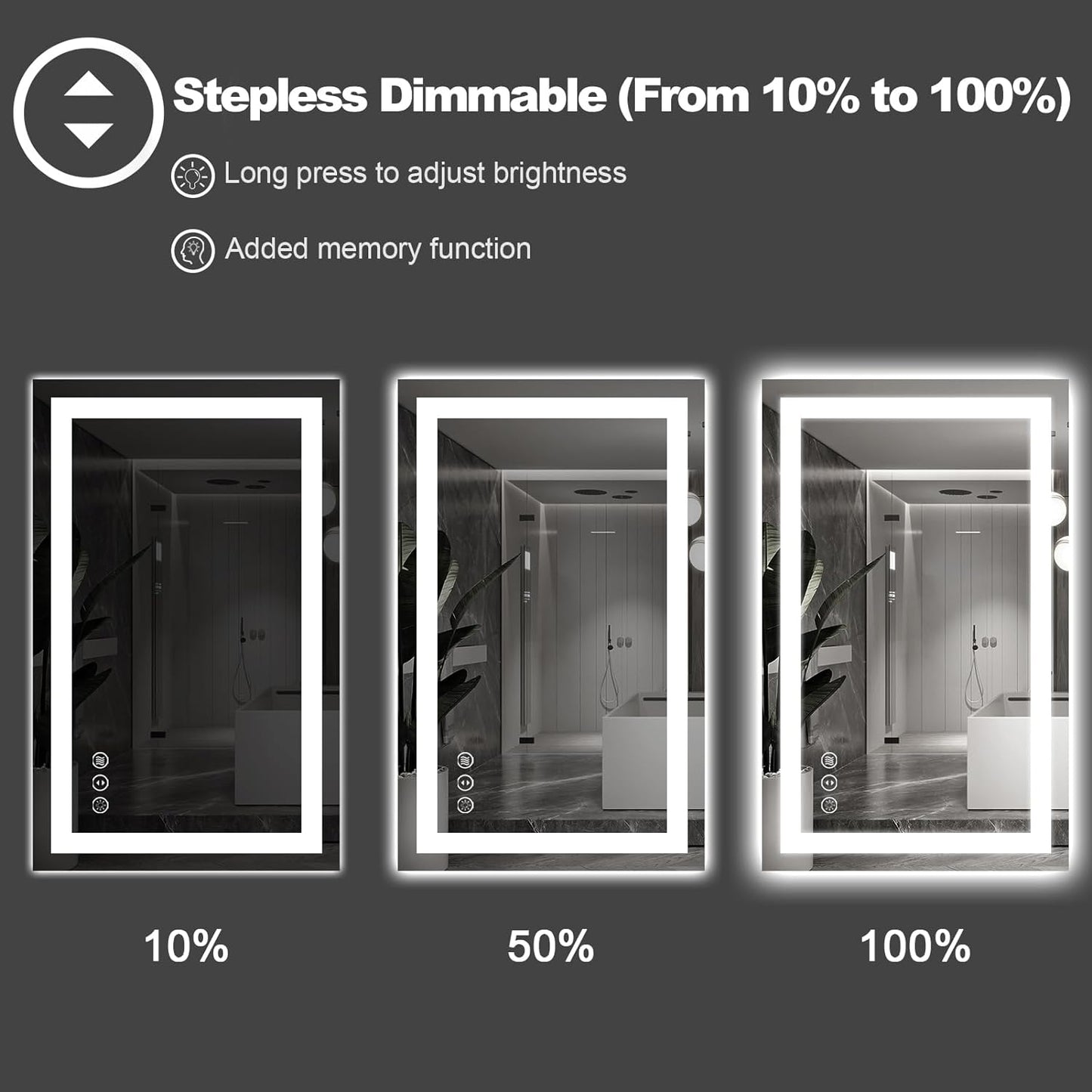 Amorho LED Bathroom Mirror 55"X40" with Front and Backlight, Stepless Dimmable Wall Mirrors with Anti-Fog, Shatter-Proof, Memory, 3 Colors, Double LED Vanity Mirror(Horizontal/Vertical)