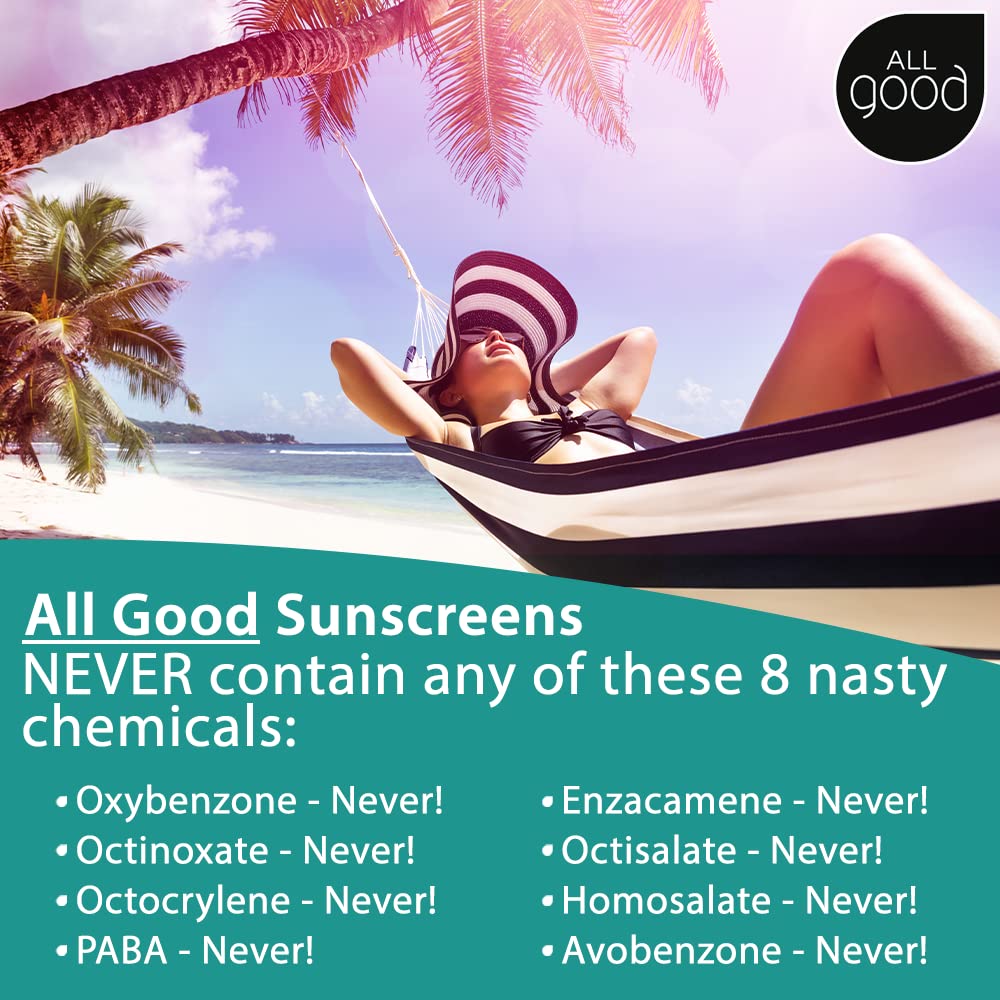 All Good Sport Mineral Sunscreen Lotion - Coral Reef Friendly, Water & Sweat Resistant, Face & Body, UVA/UVB Broad Spectrum SPF 30+ (16 oz Pump)