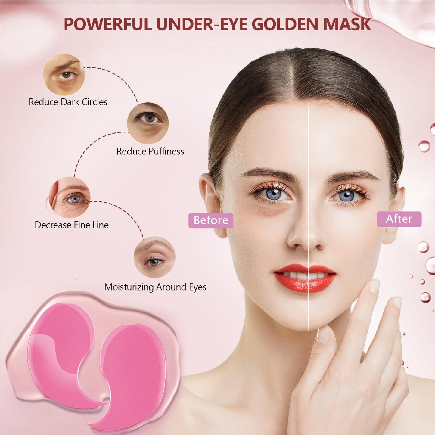 2 Packs 60 Pcs Under Eye Patches, Green+Pink, 30 Pairs Undereye Mask for Puffy Eyes Dark Circles Treatment, Collagen Gel Pads Hydrating for Eye Bags Puffiness Wrinkle, Women Men Beauty Skin Care