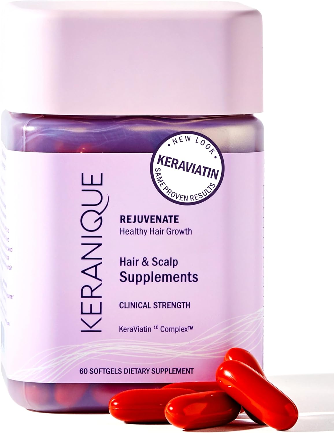 Keranique KeraViatin Hair & Scalp Health Supplement, Clinical Strength, Biotin, Vitamin B, 120 Softgels-60 Count (Pack of 2)