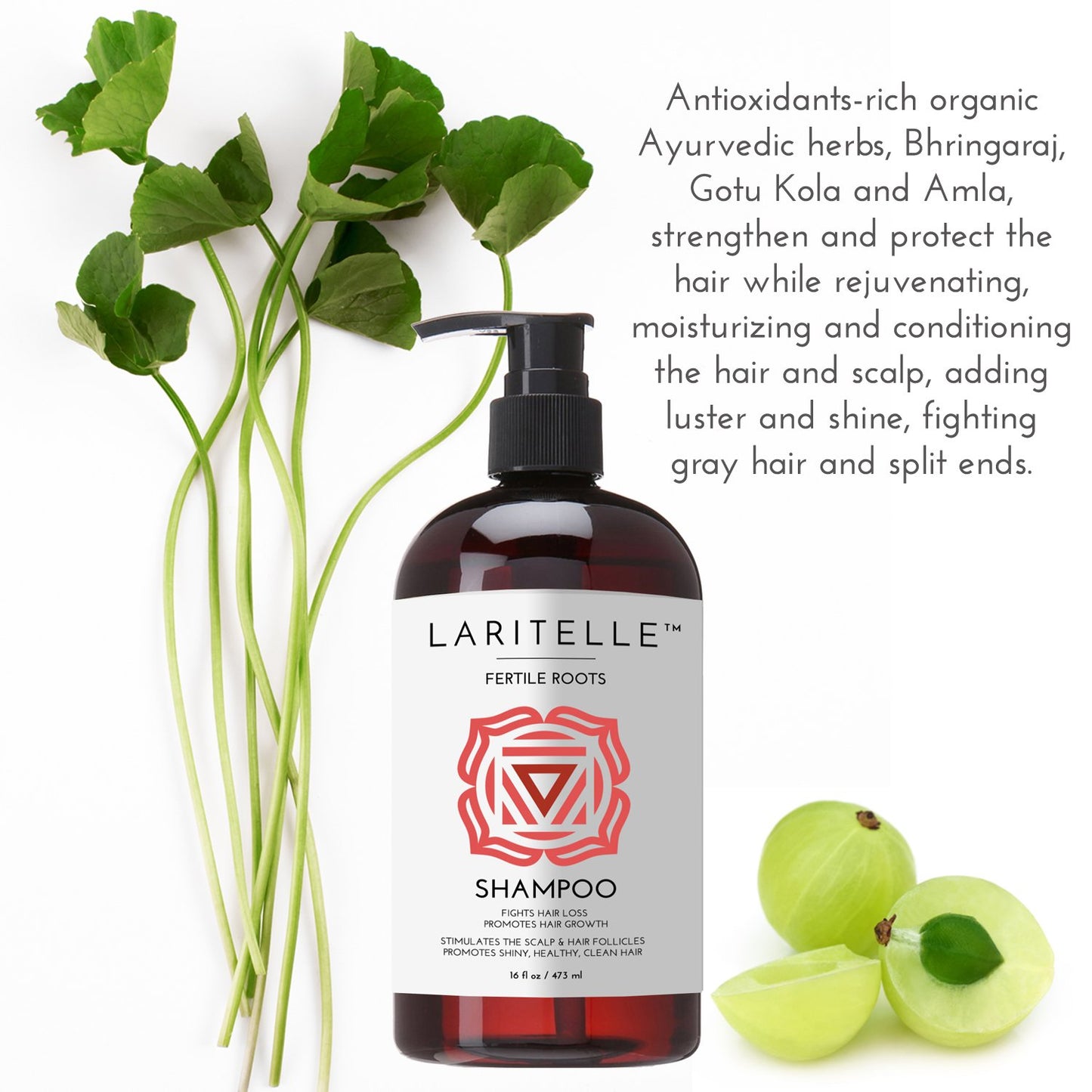 Organic Hair Growth Shampoo 17.5 oz – Fortifying & Strengthening with Ayurvedic Herbs, Lavender, Ginger, Rosemary, Patchouli, Clove – Reduces Shedding, Promotes Growth – Vegan, Made in USA
