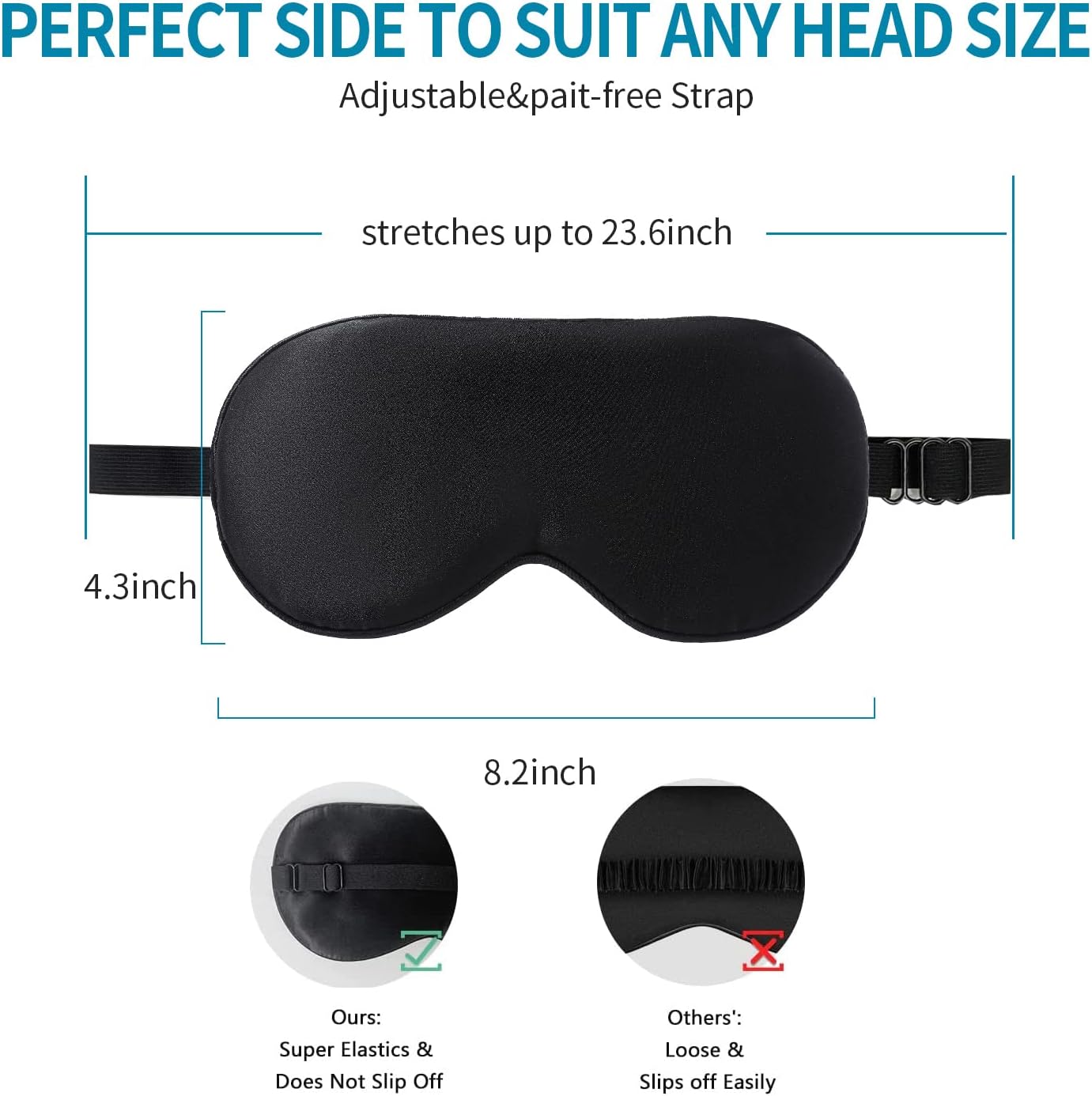 2-Pack 100% Real Natural Silk Eye Mask, Silk Sleeping Mask, Shade Puffy Eye Gift with Adjustable Straps, Sleep Eye Mask, SHJINJU Eye Mask Shade (Black and Leather Powder)