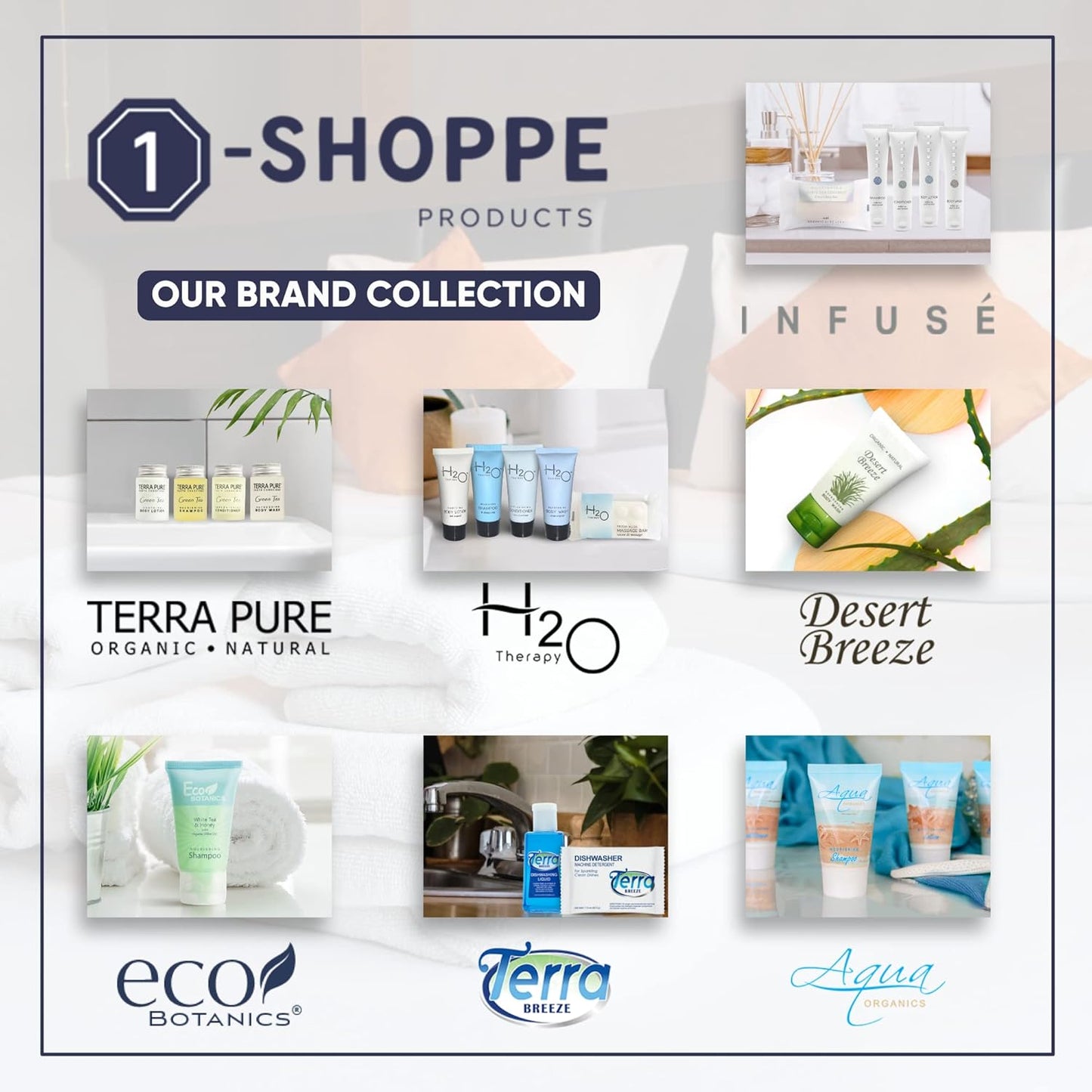 Aqua Organics Hotel Soaps and Toiletries Bulk Set | 1oz Hotel Shampoo & Conditioner, Body Wash, Body Lotion & 1oz Bar Soap Travel Size | 300 Pieces