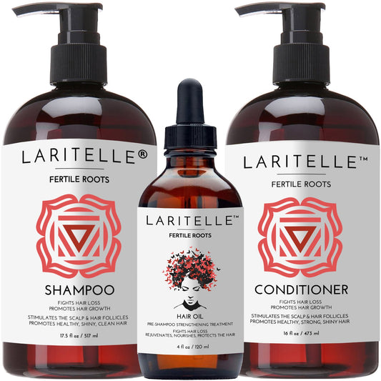 Organic Hair Growth Set Shampoo 17 oz + Conditioner 16 oz + Hair Loss Treatment 4 oz Ayurvedic Herbs, Lavender, Ginger, Rosemary NO GMO, Sulfates, Gluten, Alcohol, Parabens, Phthalates