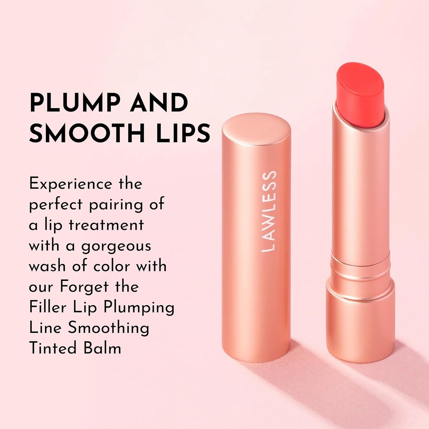 LAWLESS Forget the Filler Lip Plumping Line Smoothing Tinted Balm, Cherry Vanilla, Red, 0.09 Ounce
