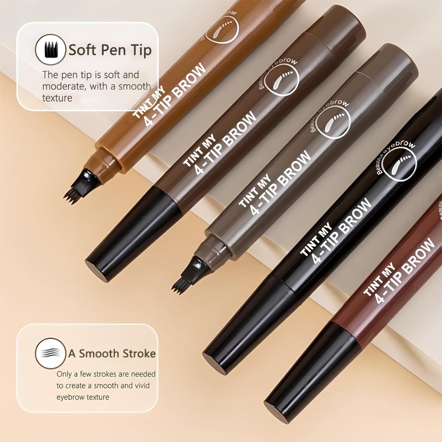 2025 Upgraded Magic Eyebrow Pencil for Women, Long-Lasting Ultra-Fine Tip Waterproof Eye Brow Pencils with 4 Fork, Smudge-Proof Natural Brow Makeup for Women - Gray Brown