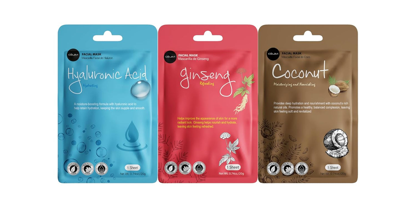 Celavi Collagen Face Sheet Mask K-Beauty Korea Skin Care Moisturizing New D Type- 12 Sheets