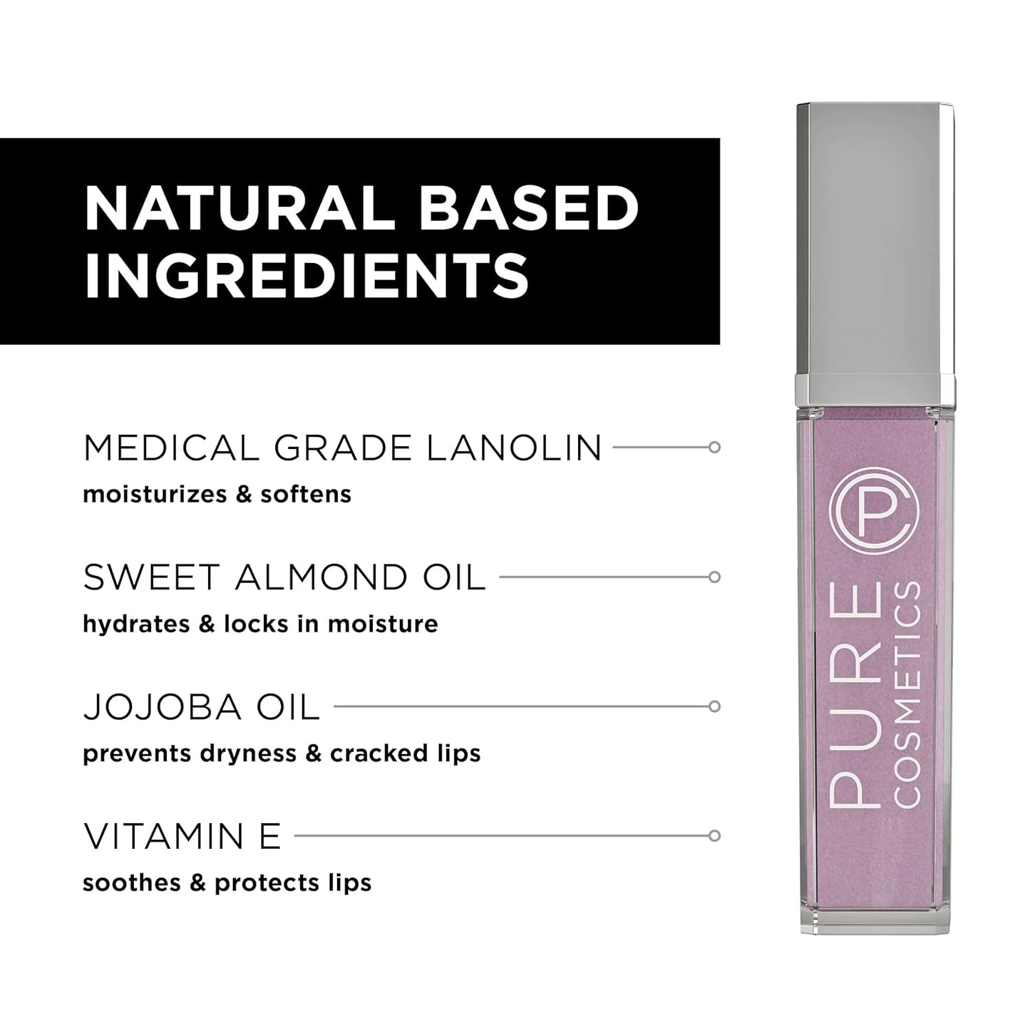 Pure Cosmetics Pure Illumination Lip Gloss - LED-lit Applicator w/Side Mirror - Non-Sticky, Moisturizing & Hydrating Lip Glosses - Soothes & Protects Dry Chapped Lips (Down To Earth)