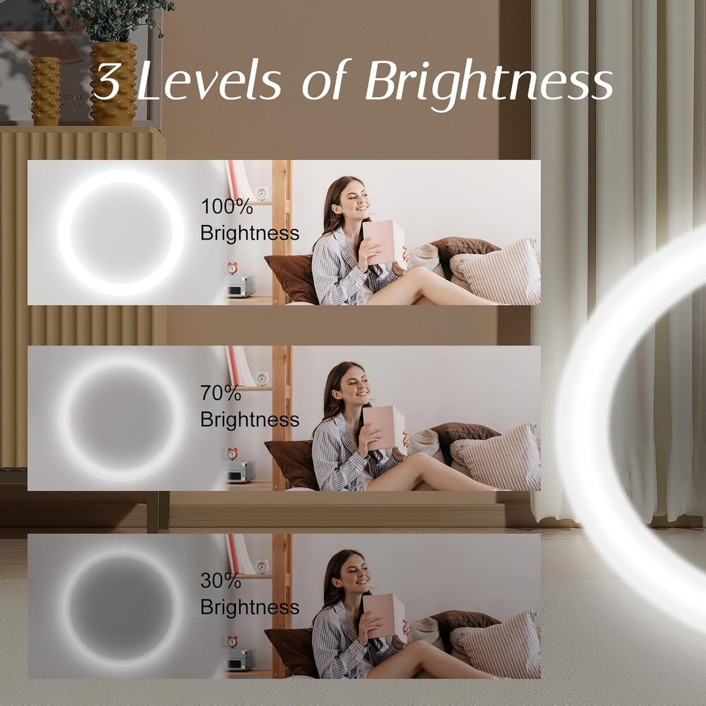 Compact Mirror with Light, 1X/3X Magnification LED Pocket Mirror with USB Data Cable,Mini Mirror for Purse, Pocket,Travel and Present (Black)