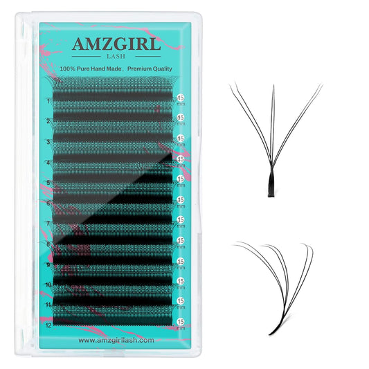 Cashmere Volume Lash Extensions,Individual Lashes 6DW Premade Eyelashes Rapid Blooming Volume Eyelash Extension Mixed Tray/Single Length C D Curl for Lash Technicians(15mm)
