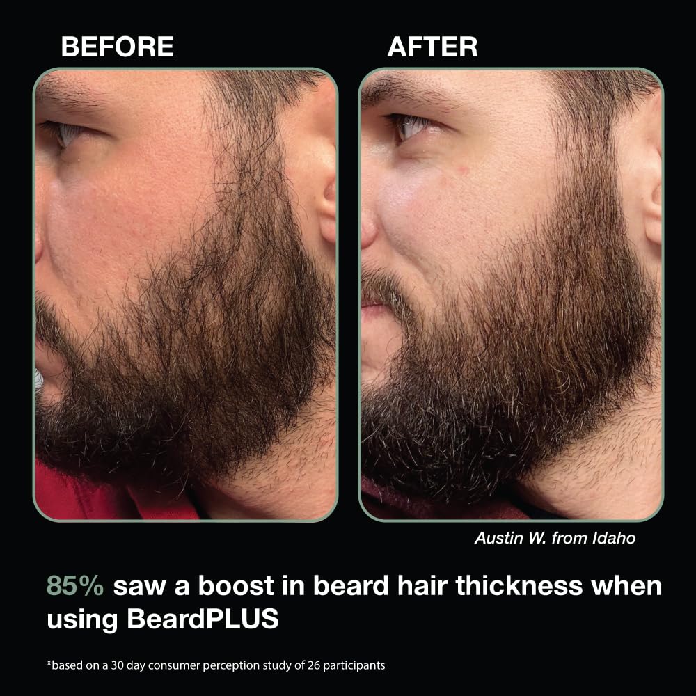 ZEUS BeardPlus Growth Serum for Men, Refined Beard Oil with Biotin, Caffeine & Collagen for Thicker, Fuller, Softer Facial Hair & Healthy Skin Care (Made in USA) 1.6 oz