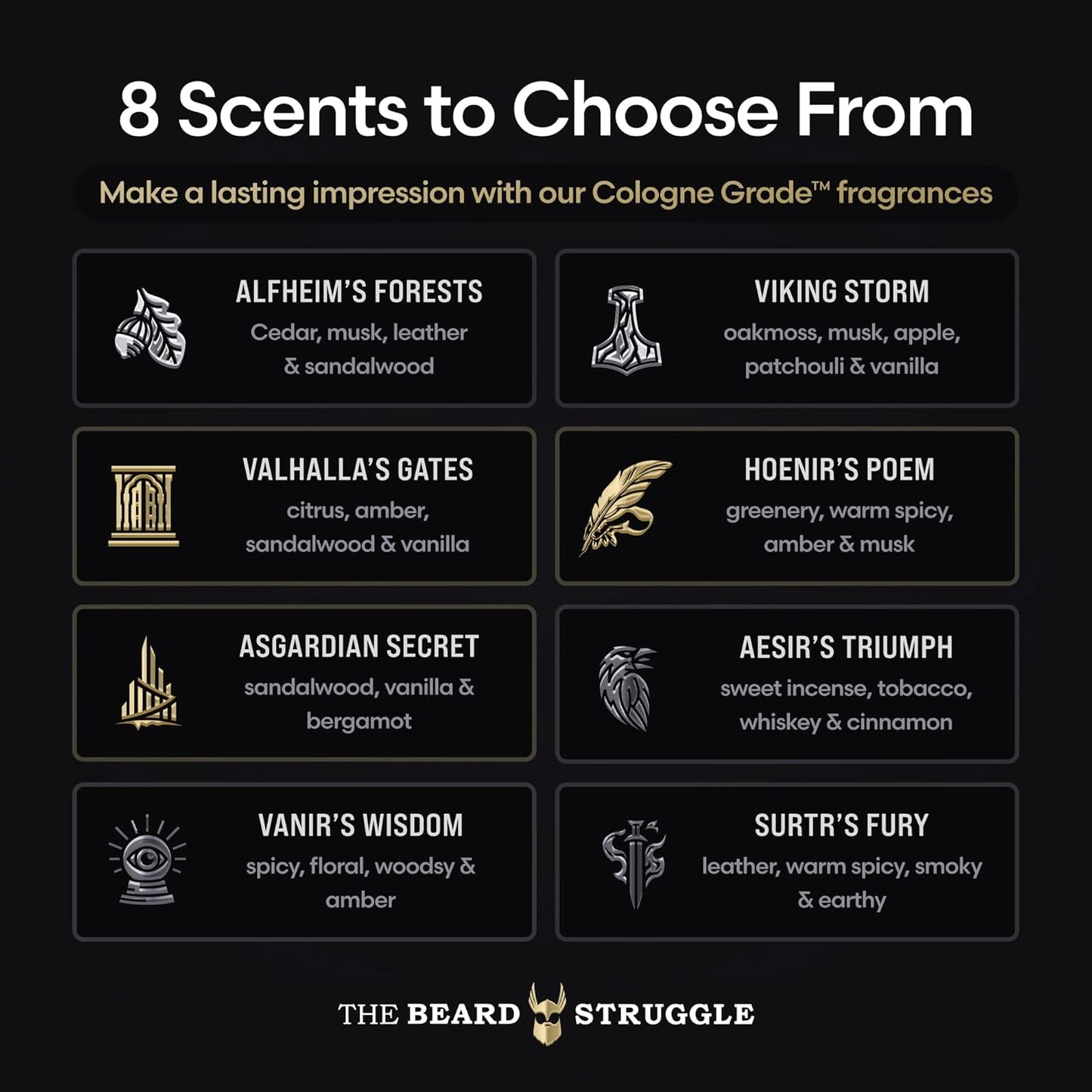 The Beard Struggle - Marksman's Beard Conditioner - Valhalla's Gates, Gold Collection - Nourish, Softens, & Strengthens Beard - Radiance Beard Conditioner for Men (8 Fl oz)