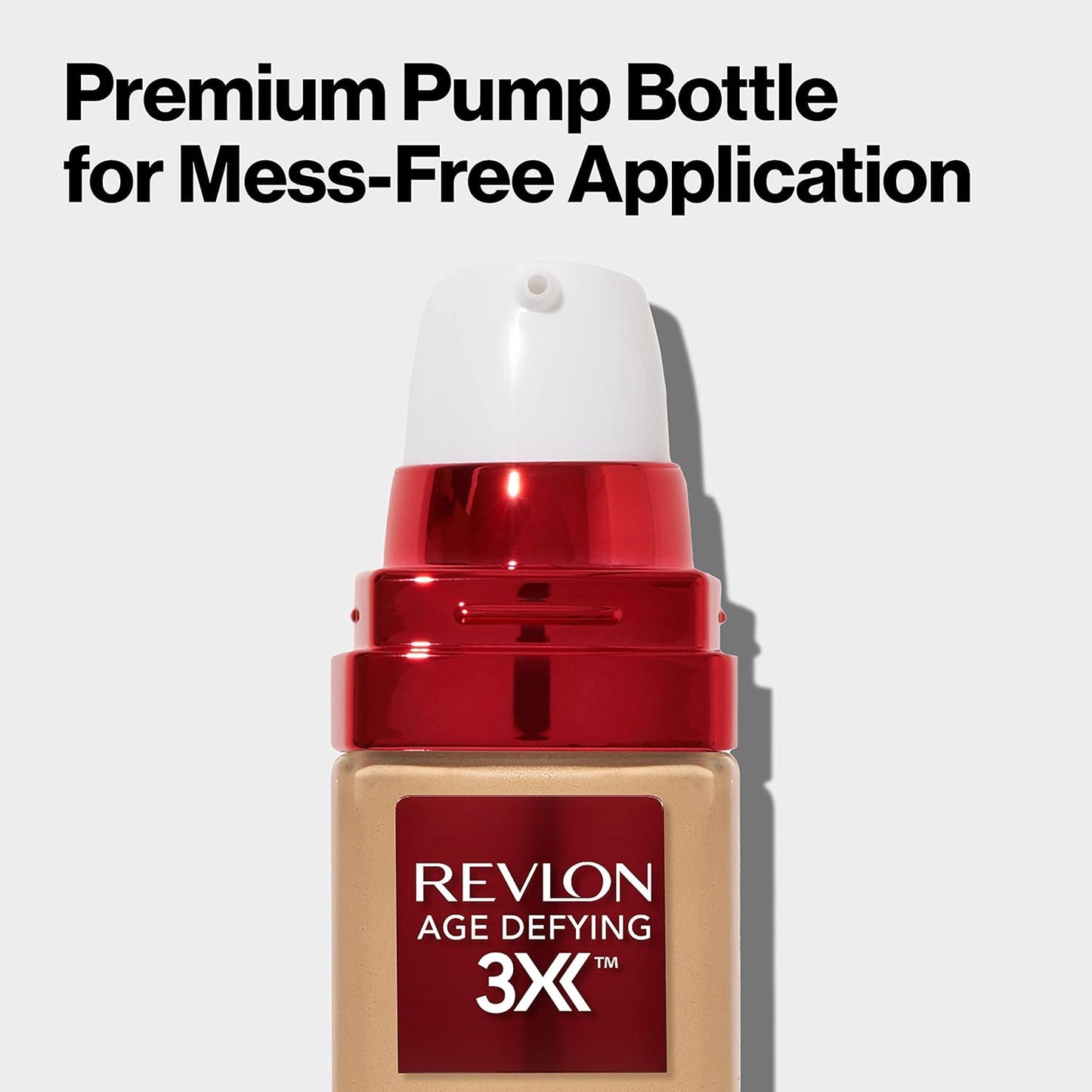 Revlon Age Defying 3X Makeup Foundation, Firming, Lifting and Anti-Aging Medium, Buildable Coverage with Natural Finish SPF 20, 020 Tender Beige, 1 fl oz