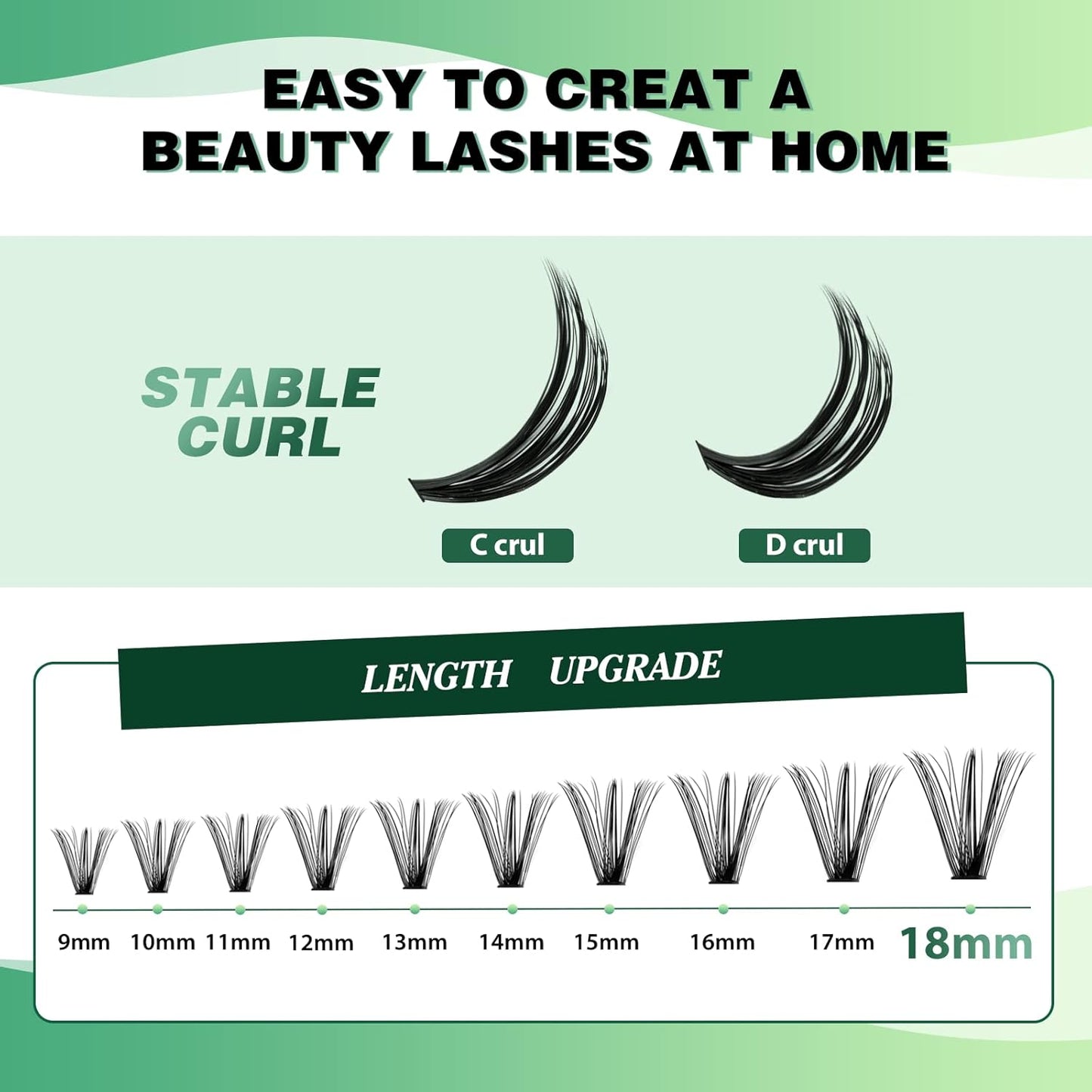 Lash Clusters 300pcs Individual Lashes 40D 0.07C Curl 9-18MIX DIY Eyelash Extension KEYYOU Large Tray Volume Soft&Natural Cluster Lashes(40D-0.07C,9-18MIX）