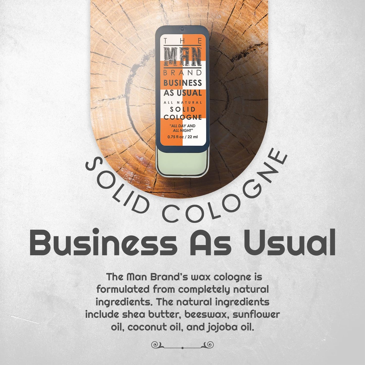 Business As Usual Solid Cologne Balm for men - Natural Men's Cologne - Redefined men's fragrance Wax Cologne, Travel Size Cologne for men - (3/4 oz (Pack of 1), Business As Usual)