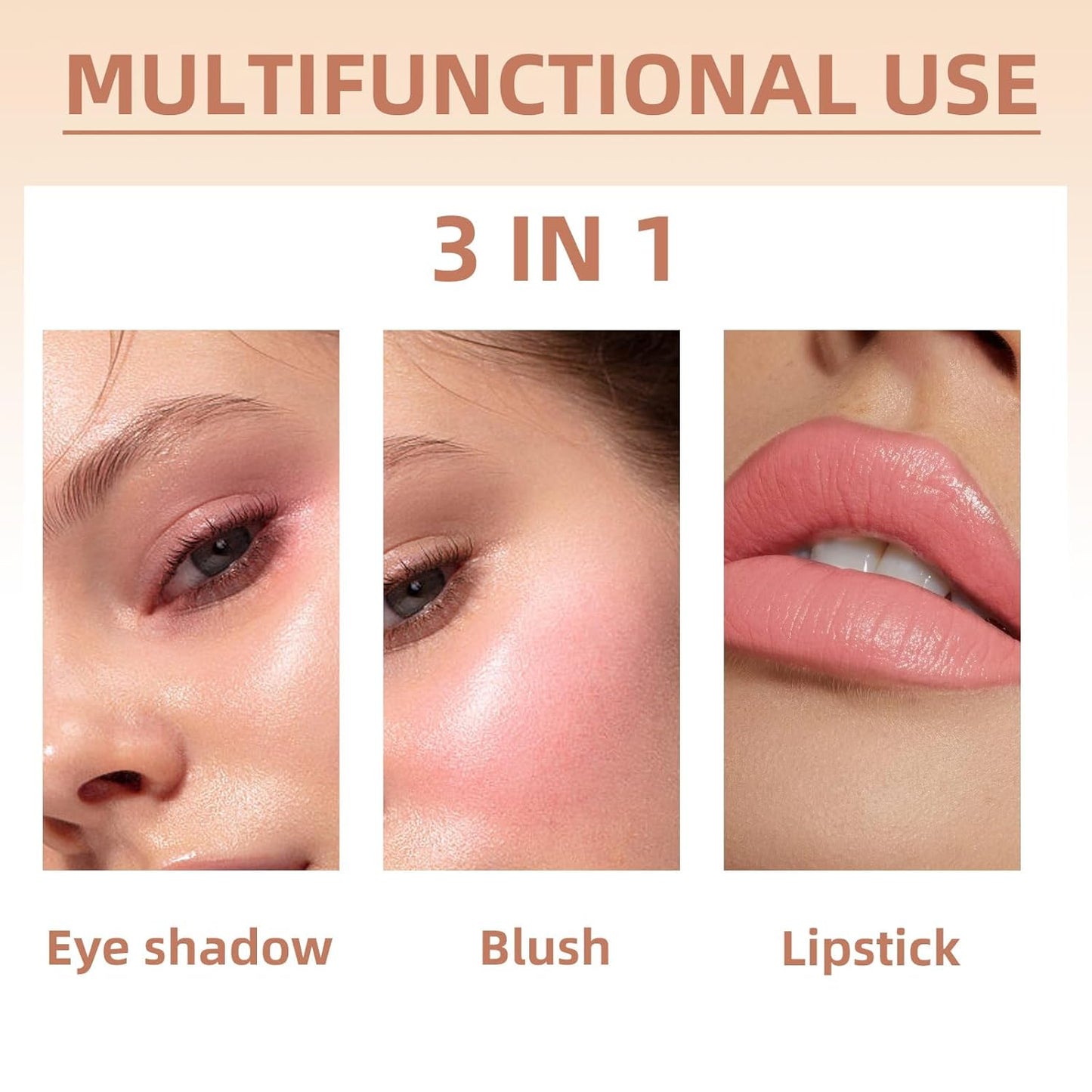 Cream Blush Stick for Cheeks, Multi-Use Makeup Blush Stick for Eyes Lips Face, Travel-Friendly Tinted Solid Moisturizer Matte Blush, Natural Glow Blendable Smooth Blusher with Brush-Shy Pink