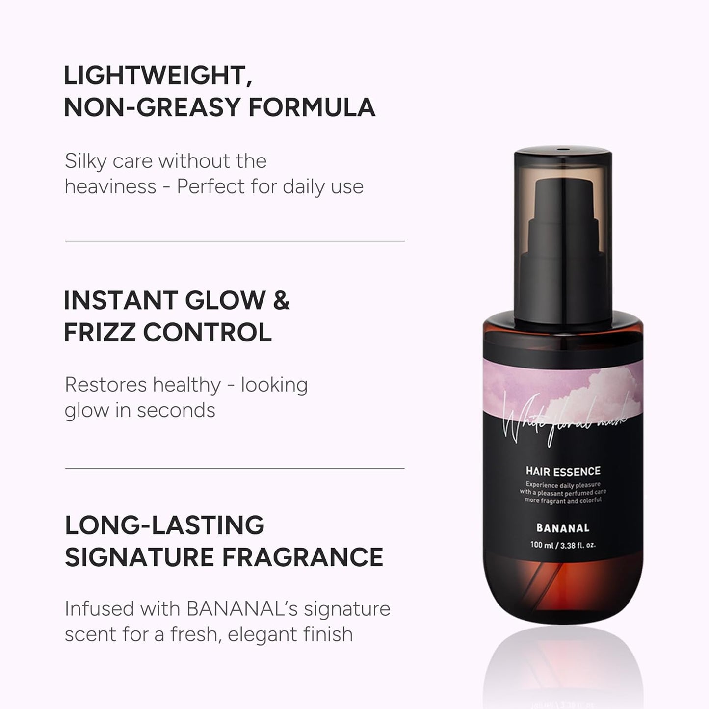 Perfumed Hair Oil & Serum – Korean Hair Essence Oil for Frizzy Hair, Shine & Damage Repair – Argan Oils & Amino Acids – Sulfate & Paraben-Free – White Floral Musk, 100ml / 3.38 fl oz