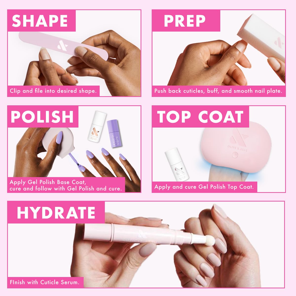 Olive & June Gel Polish | UV LED Nail Lamp Needed | Long Lasting Formula | Up to 21 Days of Wear | Damage-Free Removal | Salon-Quality Manicure, Pedicure at Home | KMC | Pastel Sage