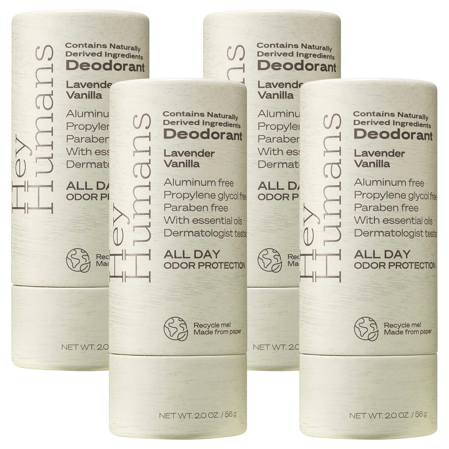 Hey Humans Deodorant, Aluminum Free Deodorant for Women and Men, Contains Naturally Derived Ingredients, All Day Odor Control, Refreshing Deodorant Essential Oils, Lavender Vanilla