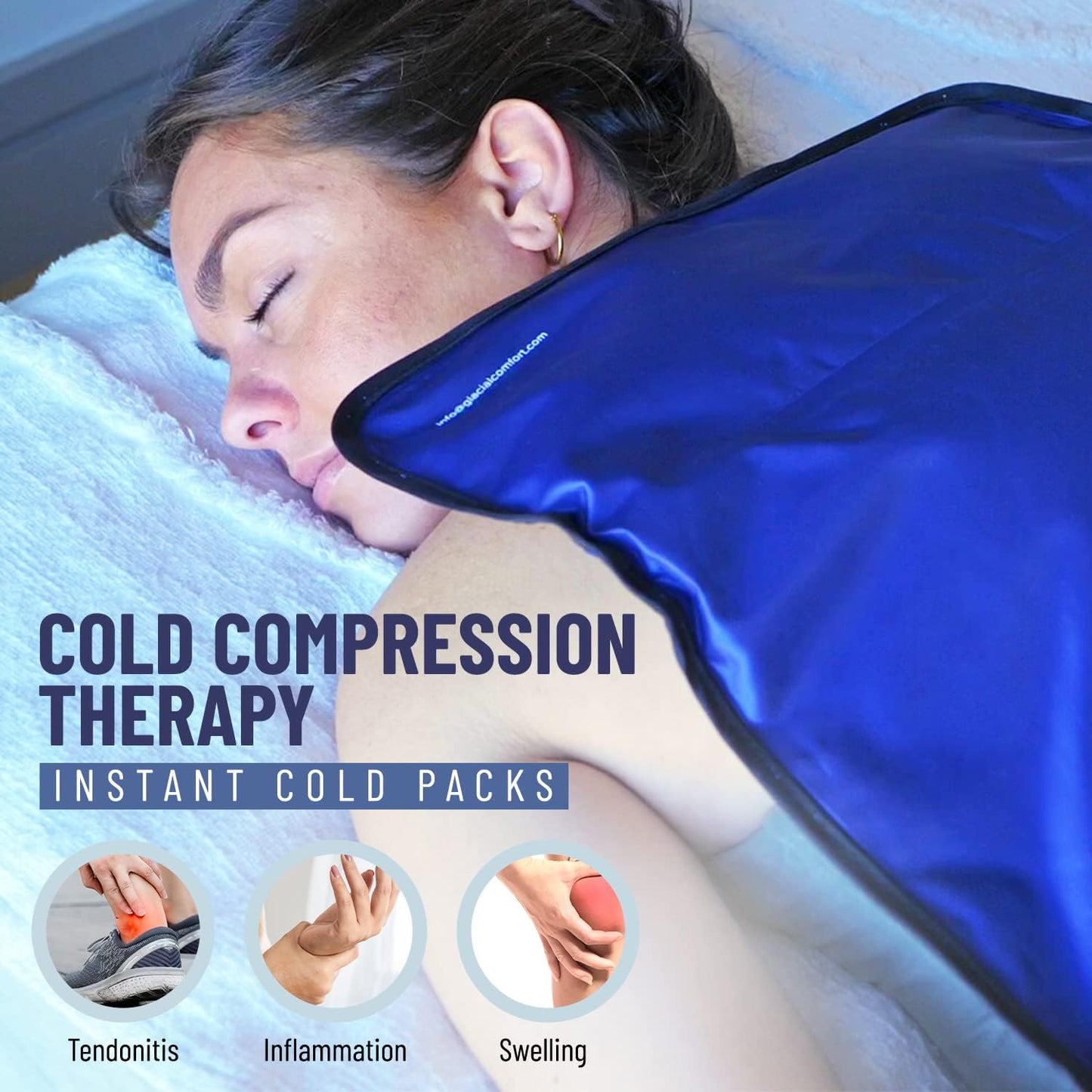 Glacial Comfort Large Gel Ice Pack for Injuries Reusable - (15" x 11") Cold Pads for Back Pain, Hip, Knee, Shoulder, Muscle Strains, Migraine & Postpartum Recovery, Flex Technology - Compression Pad.