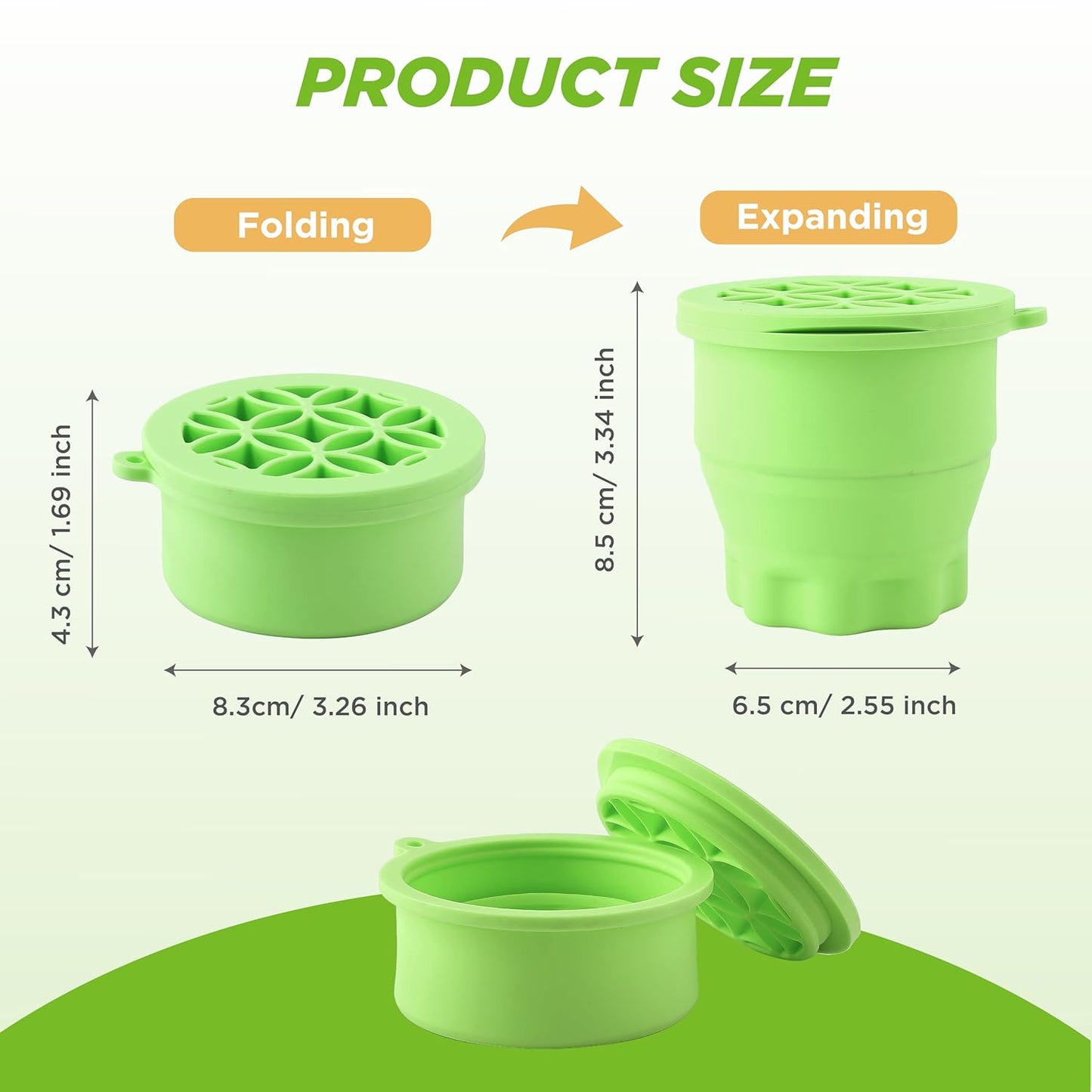Makeup Brush Cleaner - Foldable Silicone Makeup Brush Cleaner Mat with Brush Storage Holder Makeup Brush Cleaning Bowl Cosmetic Brush Washing Tool for Cleaning Organizer and Drying (Purple and Green)