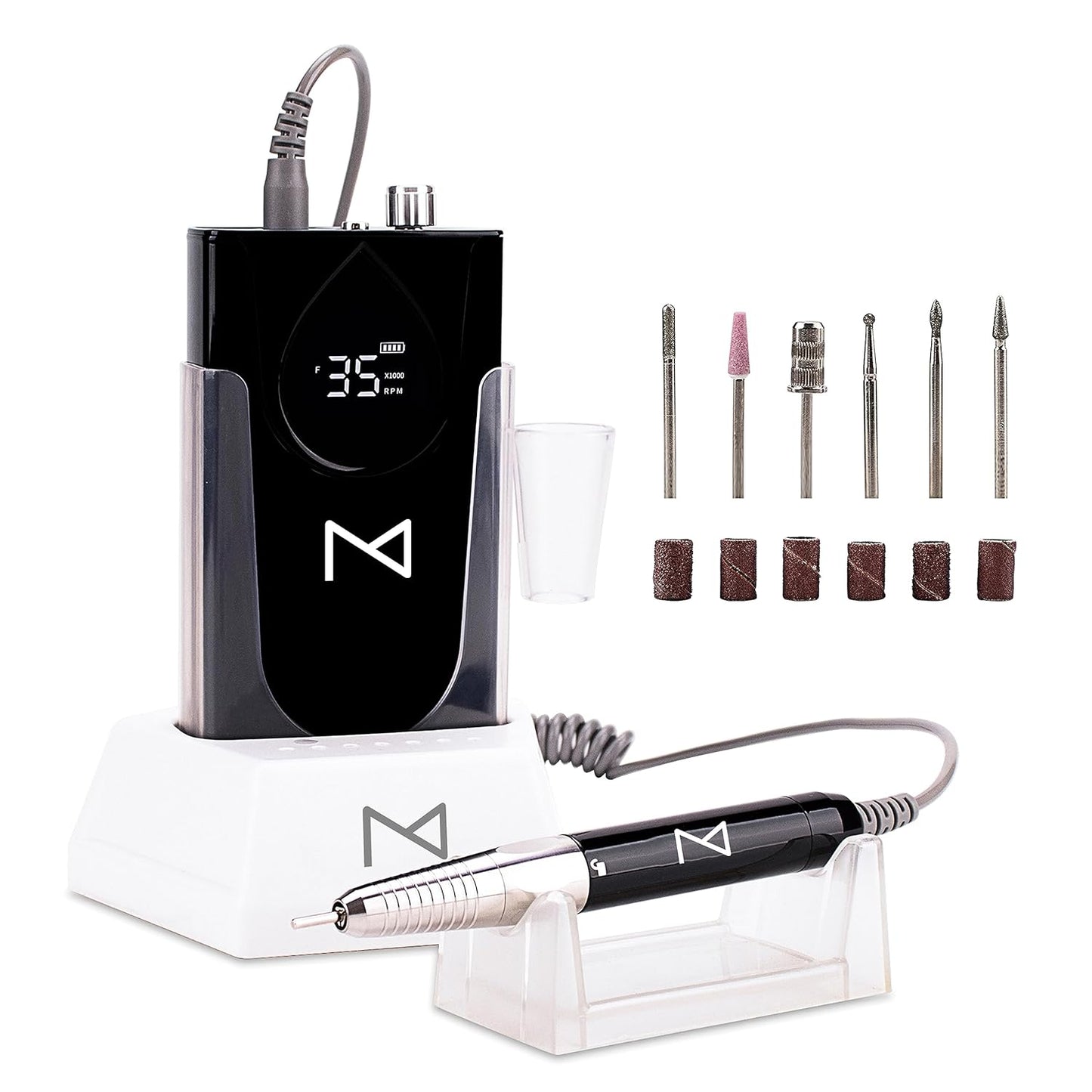 M - Max Brushless Motor Nail Drill Handpiece Only - 35K RPM | Machine Not Included | Compatible with M Brushless Nail Drill System (Handpiece - Black)