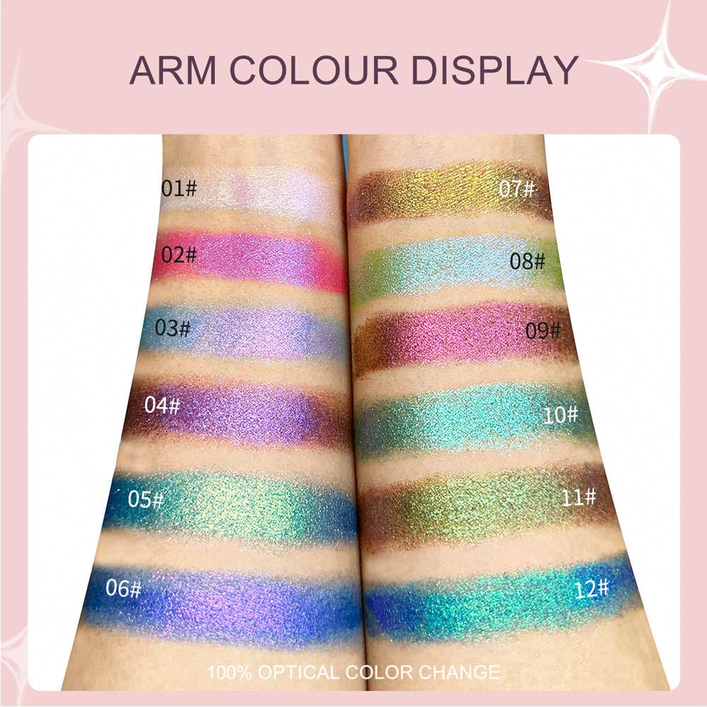 evpct Green Teal Shimmery Eyeshadow Palette, Teal Glitter Loose High Pigment Shimmer Metallic Rainbow Eyeshadow Makeup Pallet, Green Holographic Multichrome Eyes Highlighter 10#