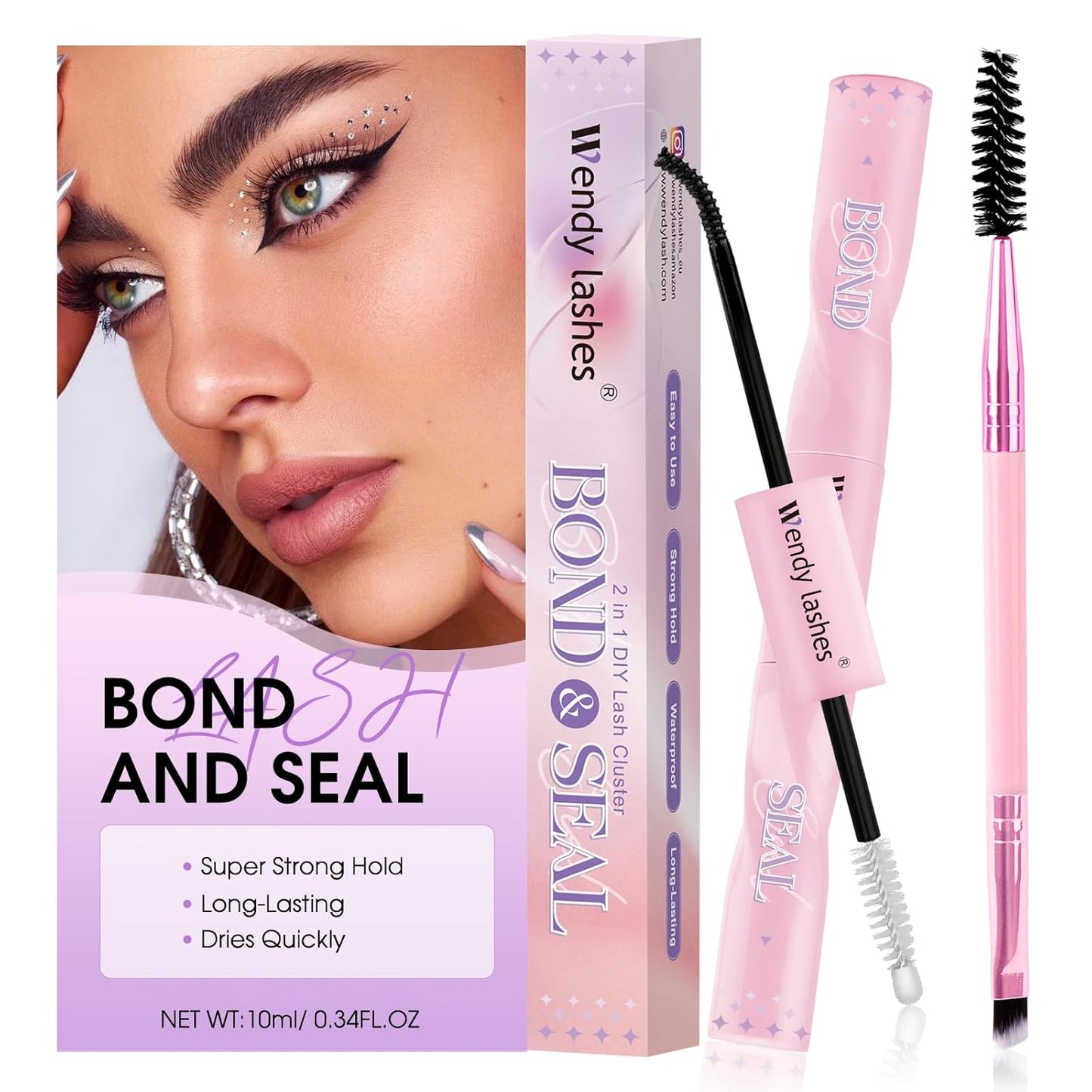 2 in 1 Lash Bond and Seal Kit for DIY Eyelash Extension,Waterproof,Black,Strong Hold Use at home（JS+FS）