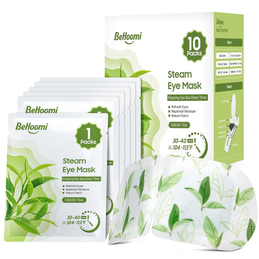 Steam Eye Mask, 10 Packs Heated Eye Mask, Self Heating Disposable SPA Warm Compress for Eyes Sleep Mask, Soothing Moist Heat Eye Masks, Travel Essentials & Relaxation Gifts (Green Tea Scent)