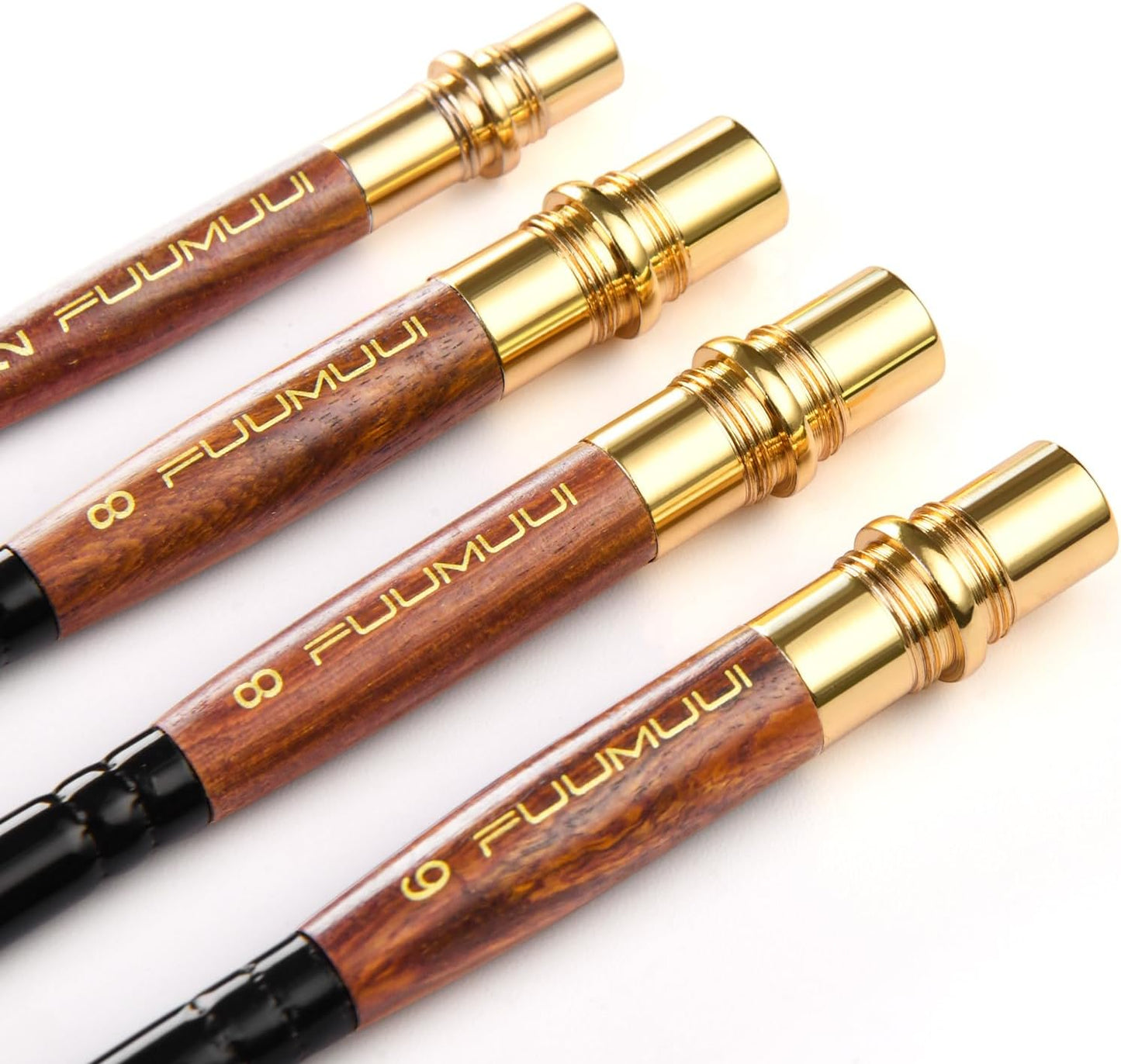 Fuumuui 4pcs Elegant Kolinsky Sable Watercolor Brushes - Travel Kit with Leather Pouch Perfect for Gouache Ink Painting