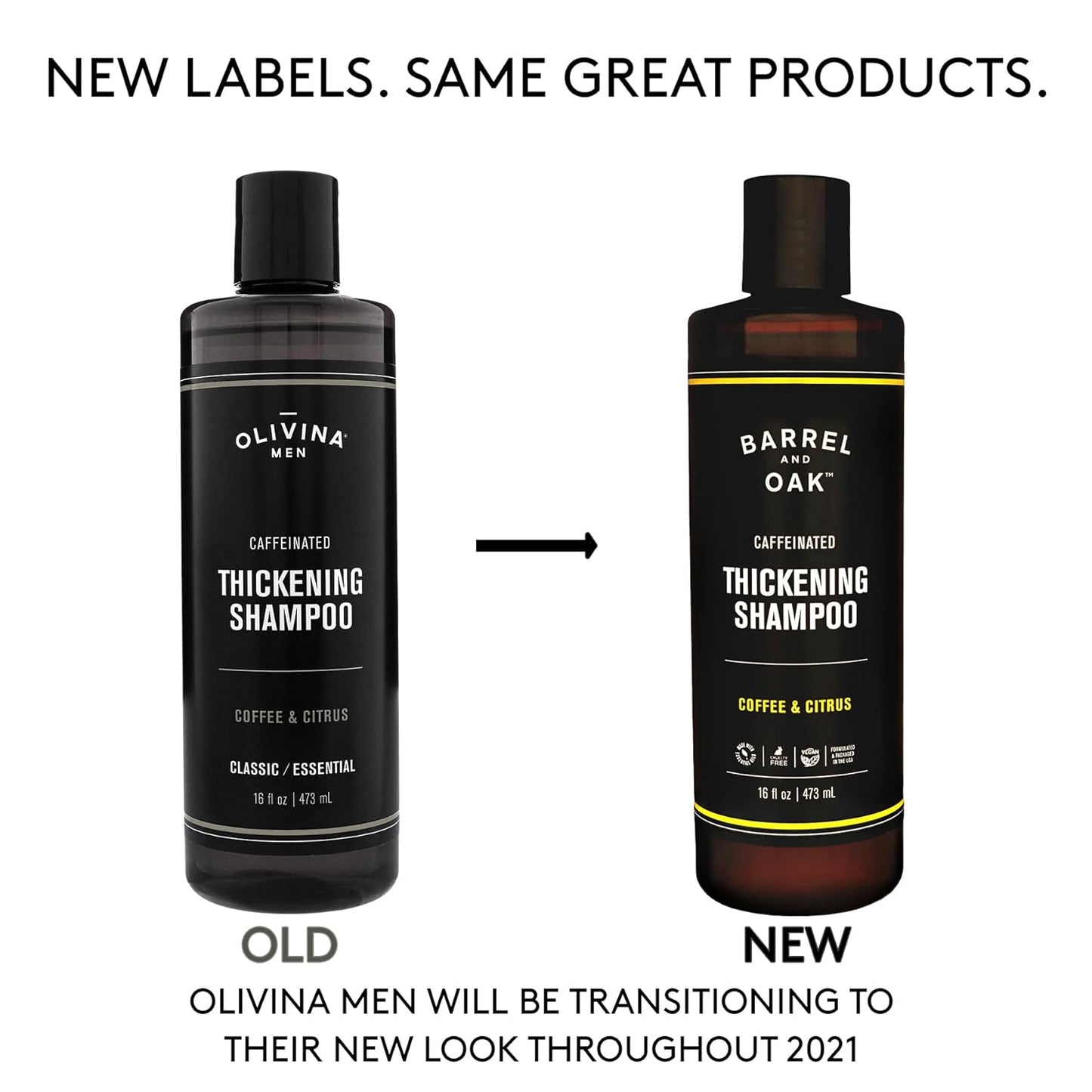 Barrel and Oak - Caffeinated Thickening Shampoo, Biotin Shampoo, Hair Care for Men, Strengthens & Hydrates, Biotin for Thicker Hair, Essential Oil-Based Scent, Vegan (Coffee & Citrus, 16 oz)