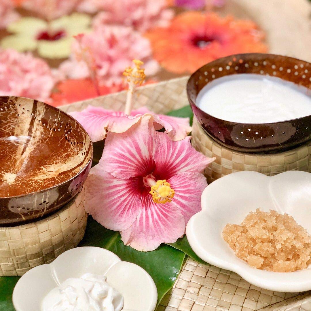 Pure Fiji Spa Gifts for Women and Man - Body Gift Box Include: Sugar Scrub , Bath and Body Oil, Body Butter and Body Lotion, Scent Frangipani