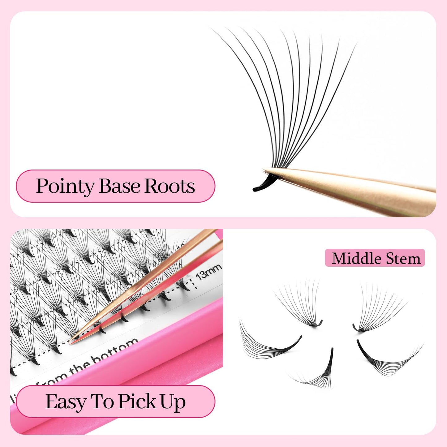 Premade Fans Eyelash Extensions 10D Volume Lash Extensions 0.07 Thickness Eyelash Extension D Curl Premade Lash Fans 11mm Fluffy Soft Handmade Lash Fan(10D-0.07-D,11mm)