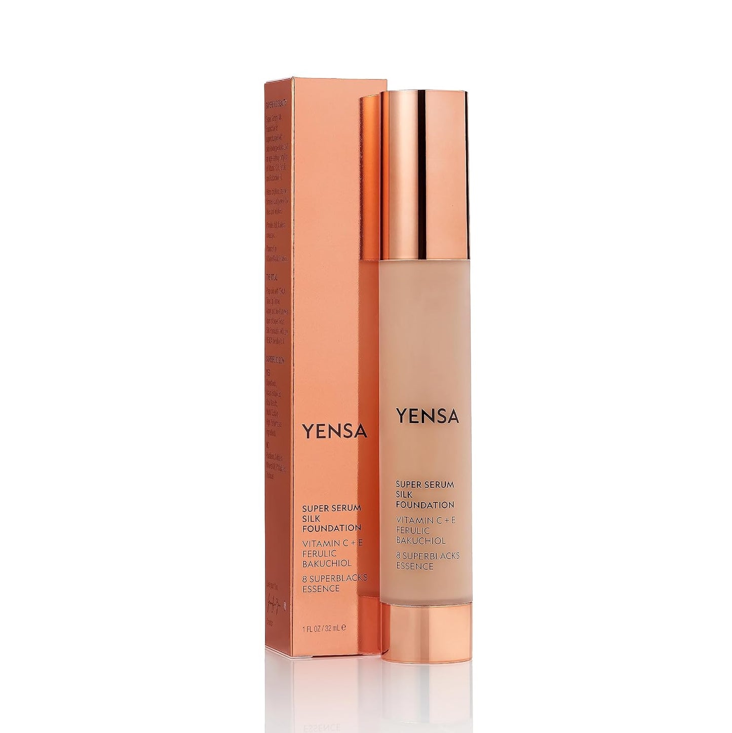 YENSA Super Silk Foundation - Full Coverage, Age-defying complex of Vitamin C, E, Ferulic, and Bakuchiol Oil (Fair 2) 1.0 fl oz