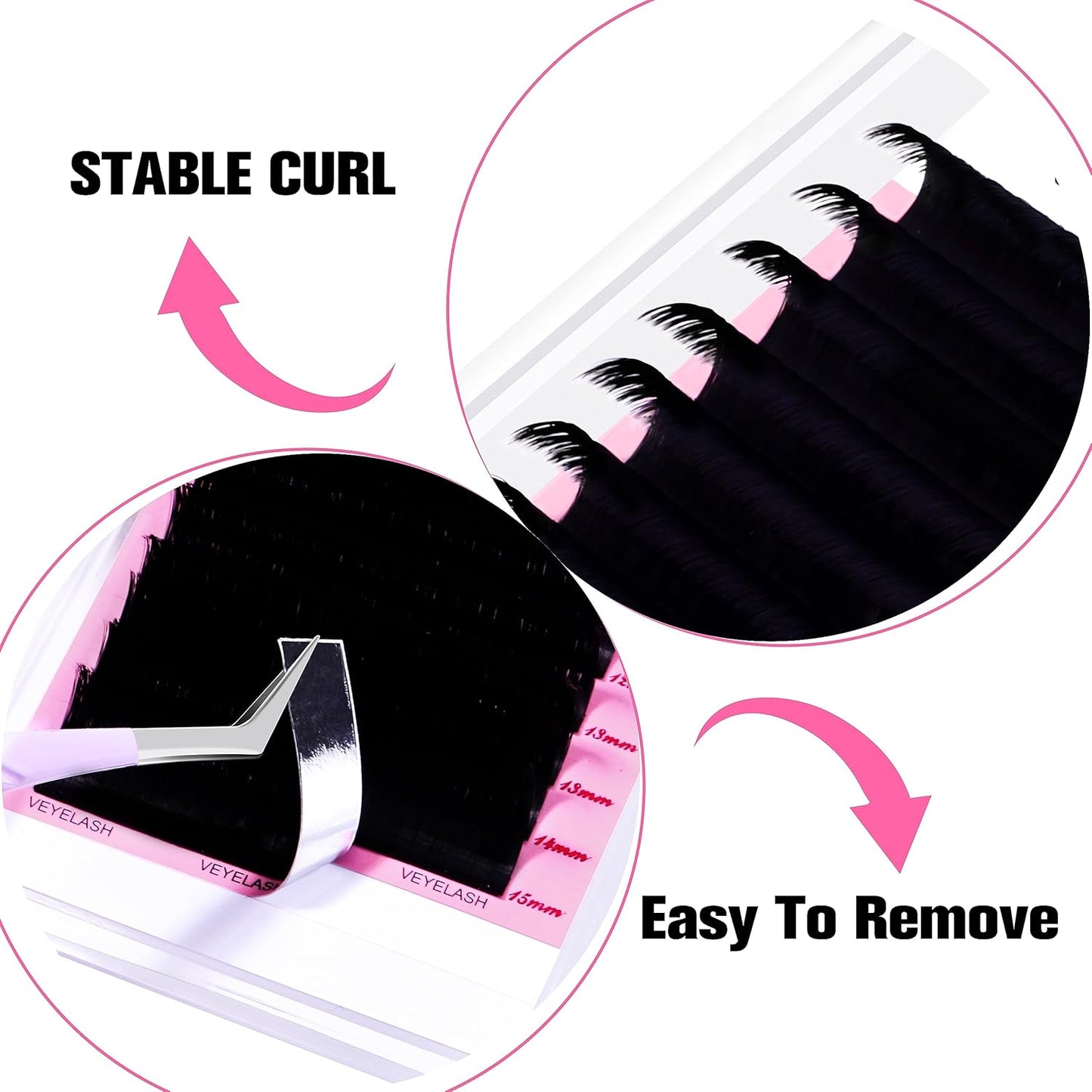 VEYES INC Cashmere Smart Fan Lash Extensions 0.03 0.05 0.07 C/CC/D Curl 8-20mm Mixed & Single Length, Super Matte Black Volume Lashes, Professional Supplies for Lash Techs (0.03 C 17mm)