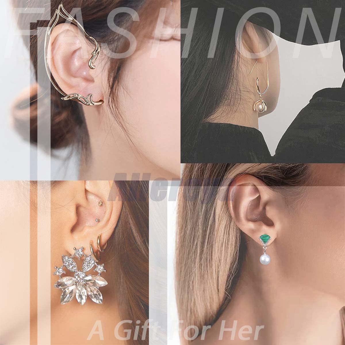 Vintage Crystal Flower Ear Climber Earrings Rhinestone Pearl Dangle Earrings Gold Cz Chain Tassel Earrings Sparkly Pearl Drop Earrings Jewelry for Women