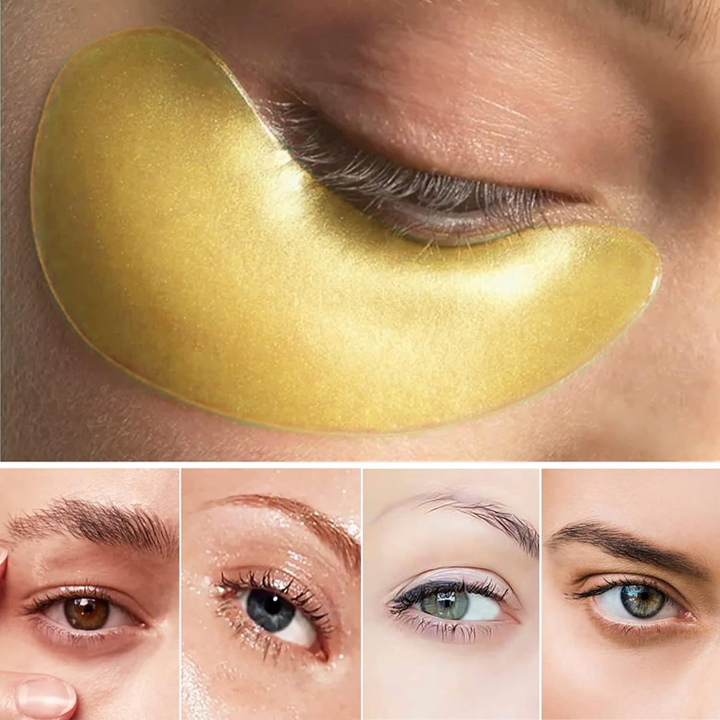 Adofect 28 Pairs Gold Eye Mask Collagen Eye Gel Pads Under Eye Mask for Puffiness and Dark Circle Under Eye Patches for Women and Men, Boxed-Gold (28 Pair Gold)