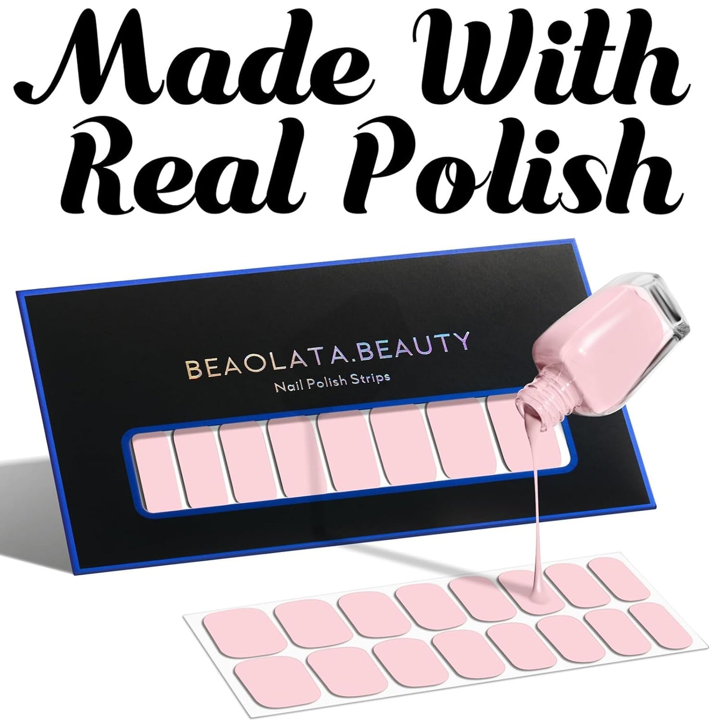 Nail Polish Strips, 32PCS Salon Quality Wraps, Long Lasting Gel Nail Stickers for Women Easy Apply& Remove (Grey Foggy on Afternoon)
