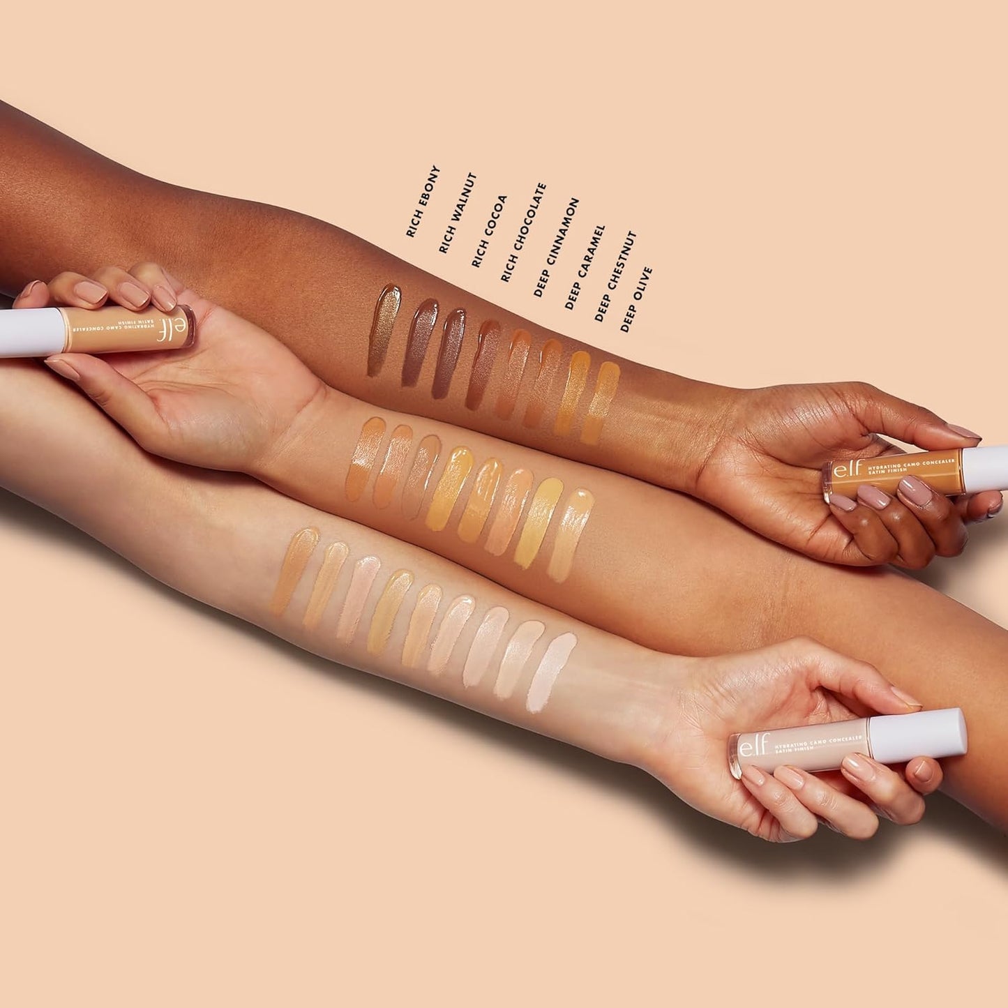 e.l.f. Hydrating Camo Concealer, Covers Blemishes & Under-Eye Circles, Full-Coverage & Delivers A Satin Finish, Vegan & Cruelty-Free, Rich Ebony