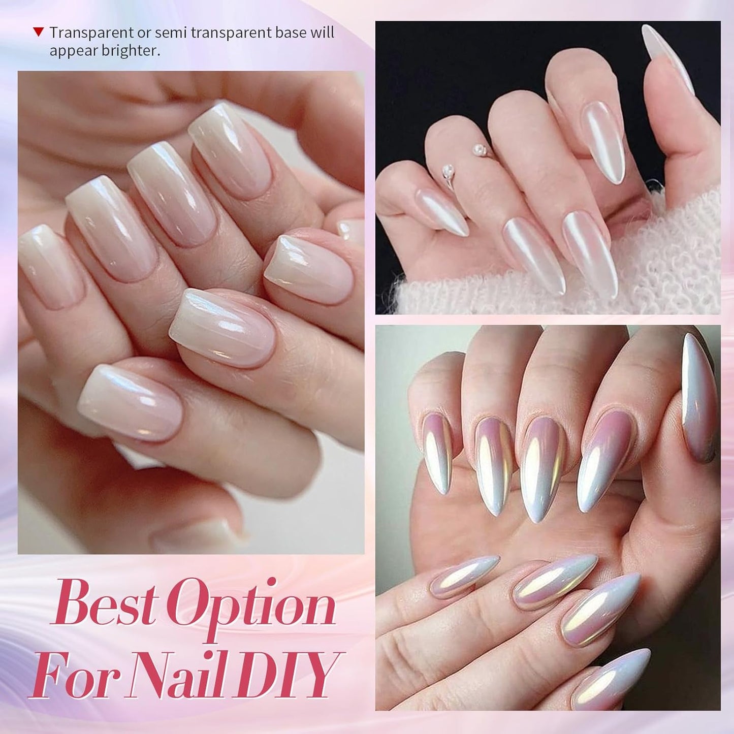 BORN PRETTY White Pearl Chrome Nail Powder And Chameleon Aurora Nail Powder Pigment Mermaid Pigment Pearl Glitter Dust Kit,Nail Art Decoration 2Boxes