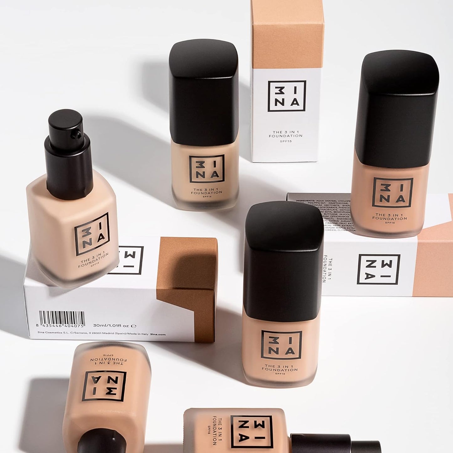 3INA The 3-In-1 Foundation 222 - Vegan Formula - Combination Of Primer, Concealer And Foundation - Medium Coverage - Natural Finish - Perfect For Covering Lines And Blemishes - Long Lasting - 1.01 Oz