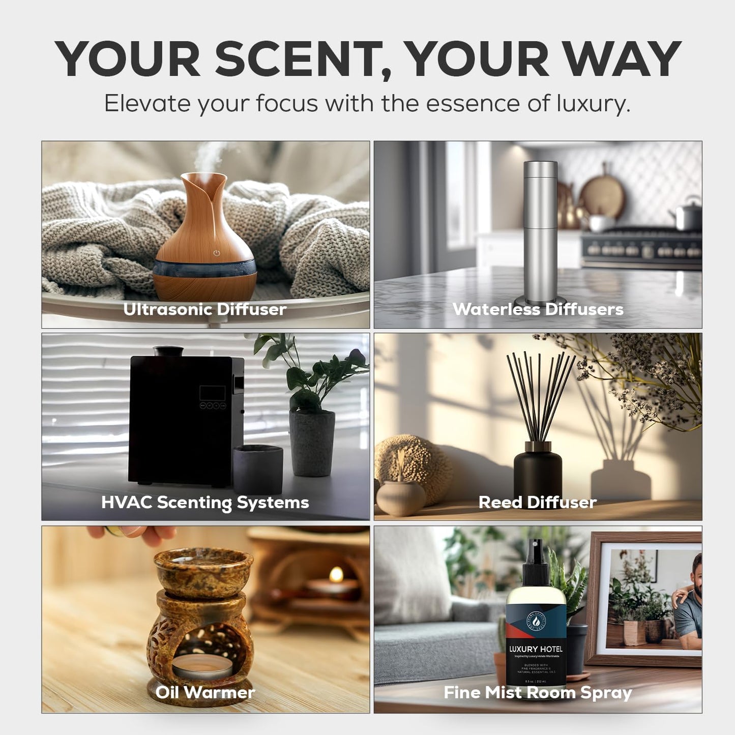 Aroma Country Luxury Hotel Diffuser Oil - Luxury Hotel Scent Oil for Diffuser & Air Fresheners for Home - Essential Oil Diffuser Refill, Home Fragrance Collection with Gardenia & Amber (4 Fl. Oz)