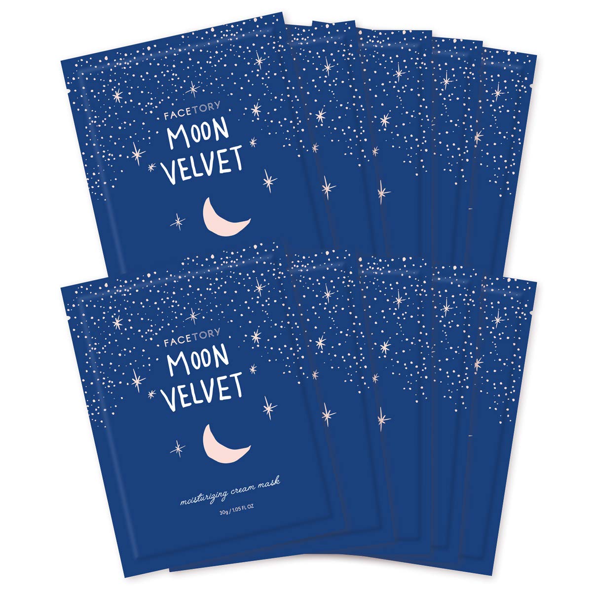 FACETORY FaceMasks Mask Skin Care – MOON VELVET Face Masks Skin Care with Sodium Hyaluronate & Shea Butter | Face Mask Spa Moisturizing Treatment (10 Pack)