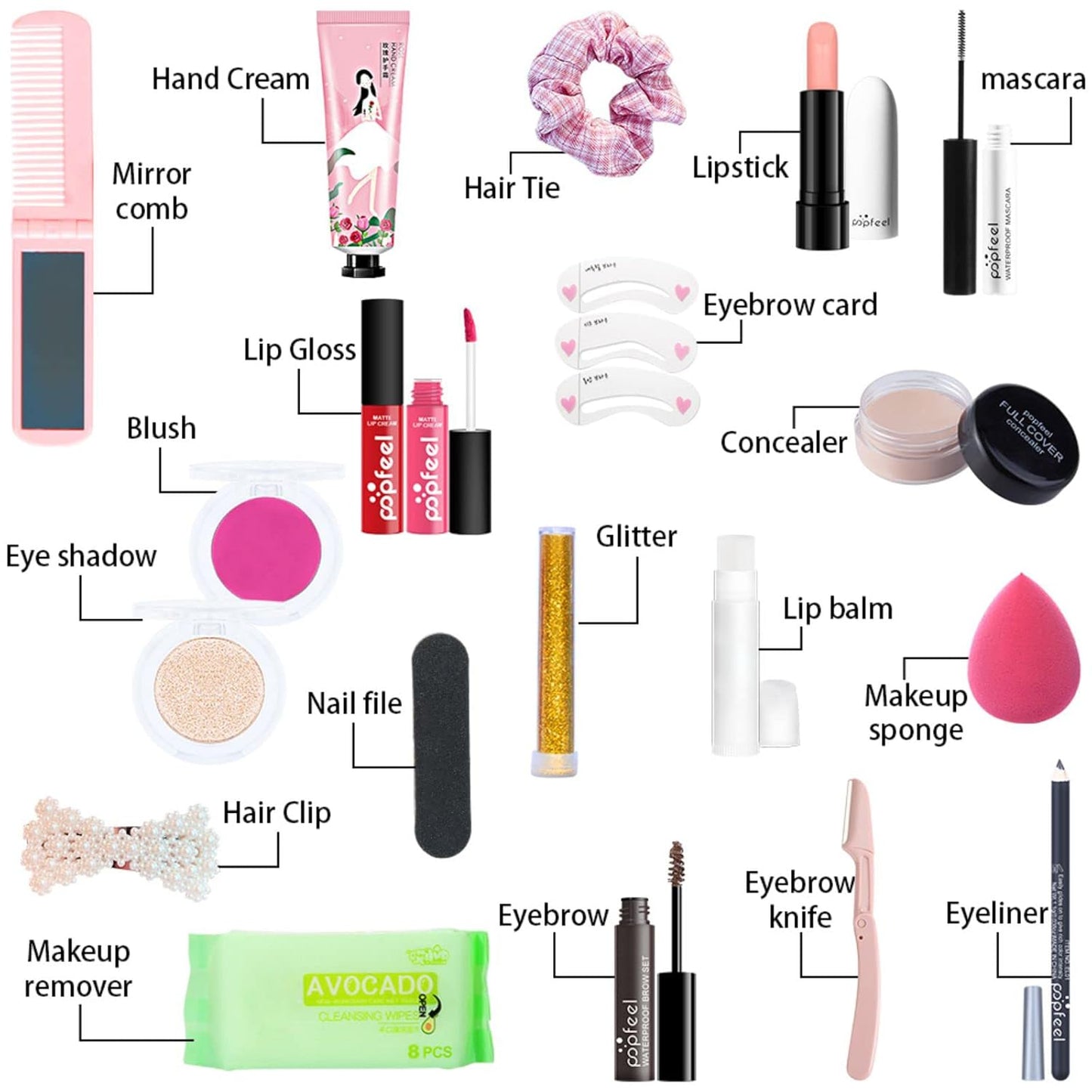 All-in-One Makeup Gift Set Carry All Makeup Kit Women Full Kit With Makeup Bag Lipgloss Lipstick Concealer Blush Foundation Face Powder Eyeshadow Palette Cosmetic Palette #9