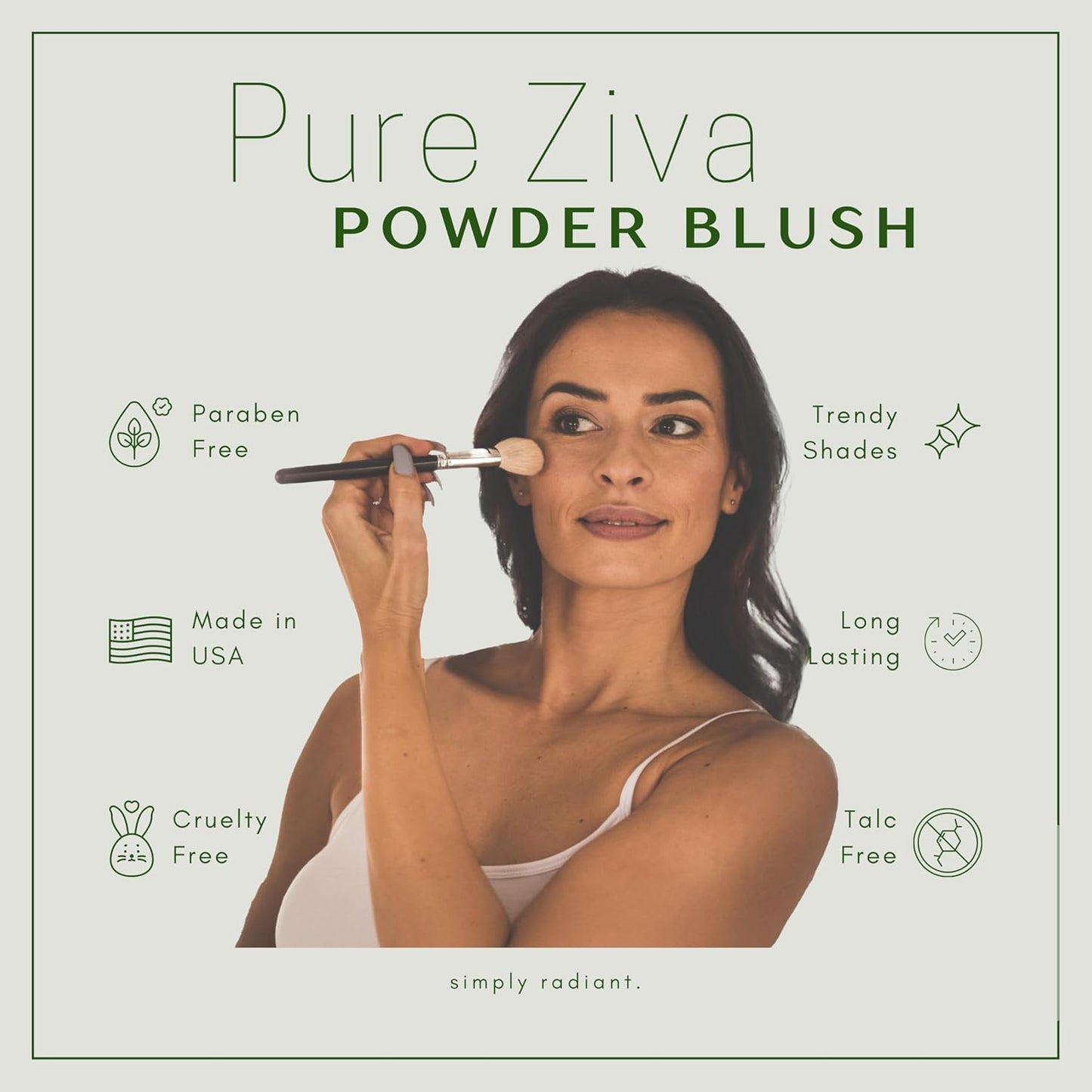 Sunkissed Shimmering Pink with Tints of Orange Blush Pressed Cheek Blush Color Contour Powder, Talc & Paraben Free, 4 Grams, No Animal Testing & Cruelty Free
